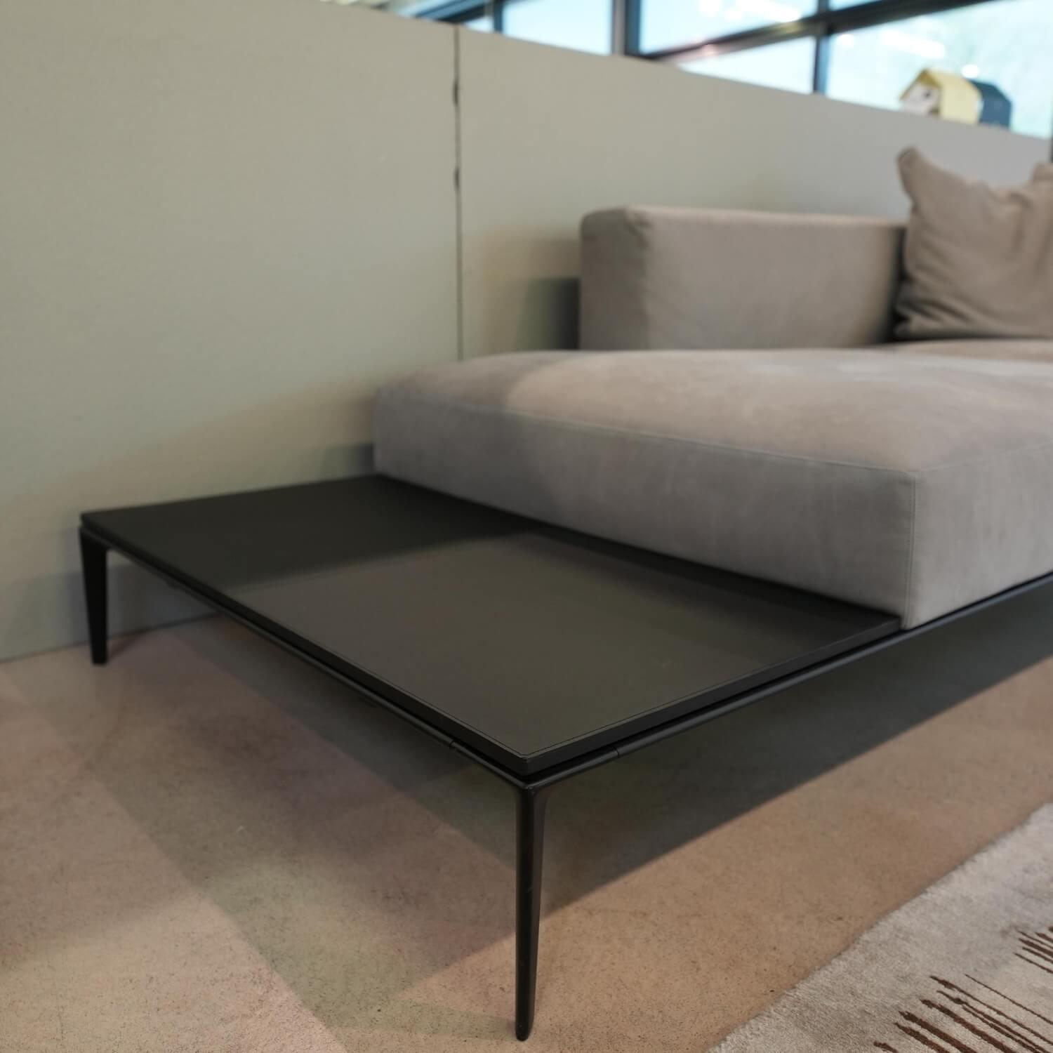 Walter Knoll - Recamiere Jaan Living 783 25 Cover Leather Velvet Chia Gray With Storage Board Saddle Black Black And Cushions - 6