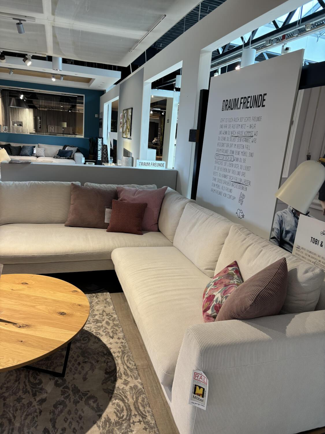 Raum.Freunde - Ecksofa Helmi Stoff 6 Feincord Weiß Metallkufe Schwarz Matt Inklusive Kissen - 8