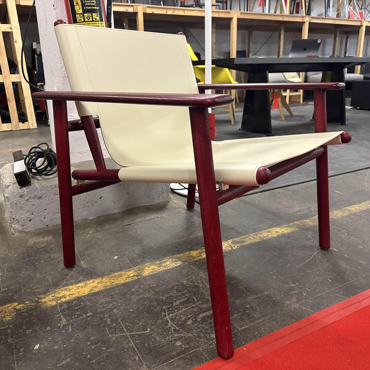 B&B Italia - Sessel Cordoba Kenleder Creme Gestell Esche Cranberry Rot Gefärbt - 7