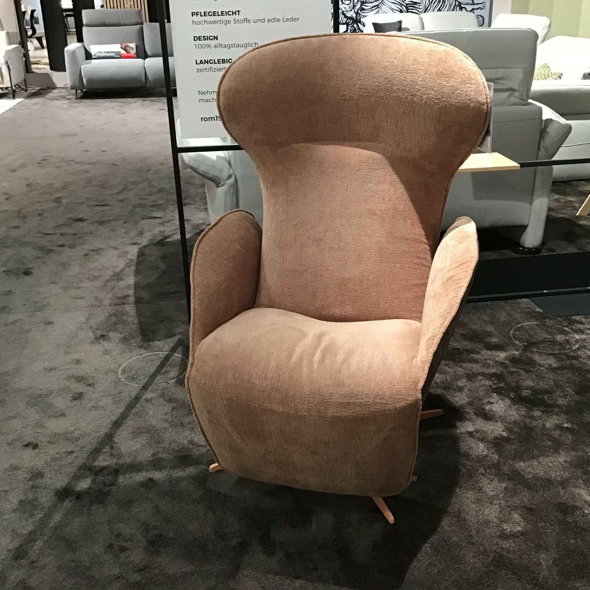 Jori - Relaxsessel Textilgewebe Mumble F2a C0013 Beige Schale Leder Nubuck Macchiato Braun Gestell Metall Beigerot Lackiert - 4