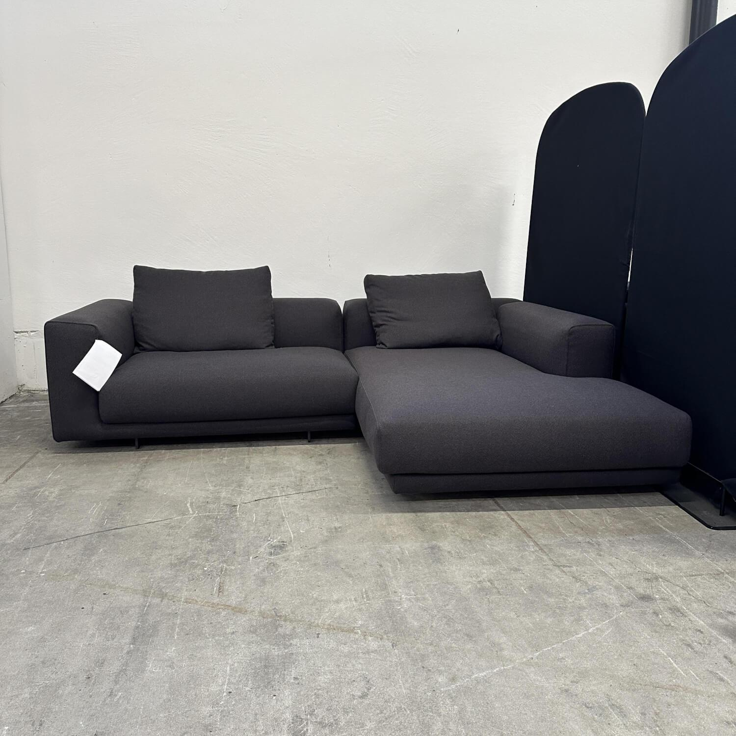 COR - Ecksofa Moss Stoff 9712 Schwarzbraun Paspel 38 Braun Füße Verchromt - 9