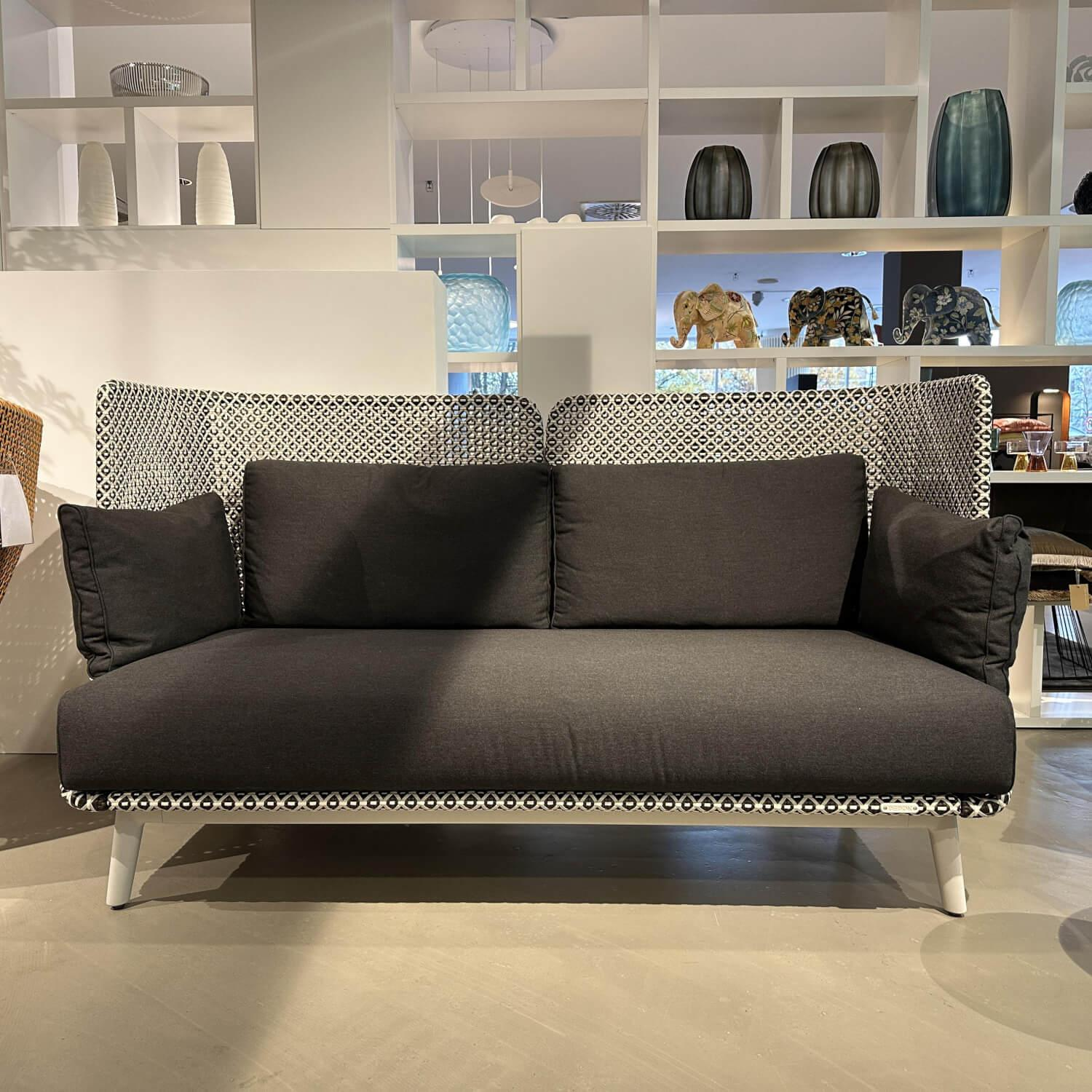 DEDON - Outdoor Sofa Mbarq Dedon Geflecht Pepper Schwarz Weiß Gestell Aluminium Lipari Weiß Mit Kissensatz - 6