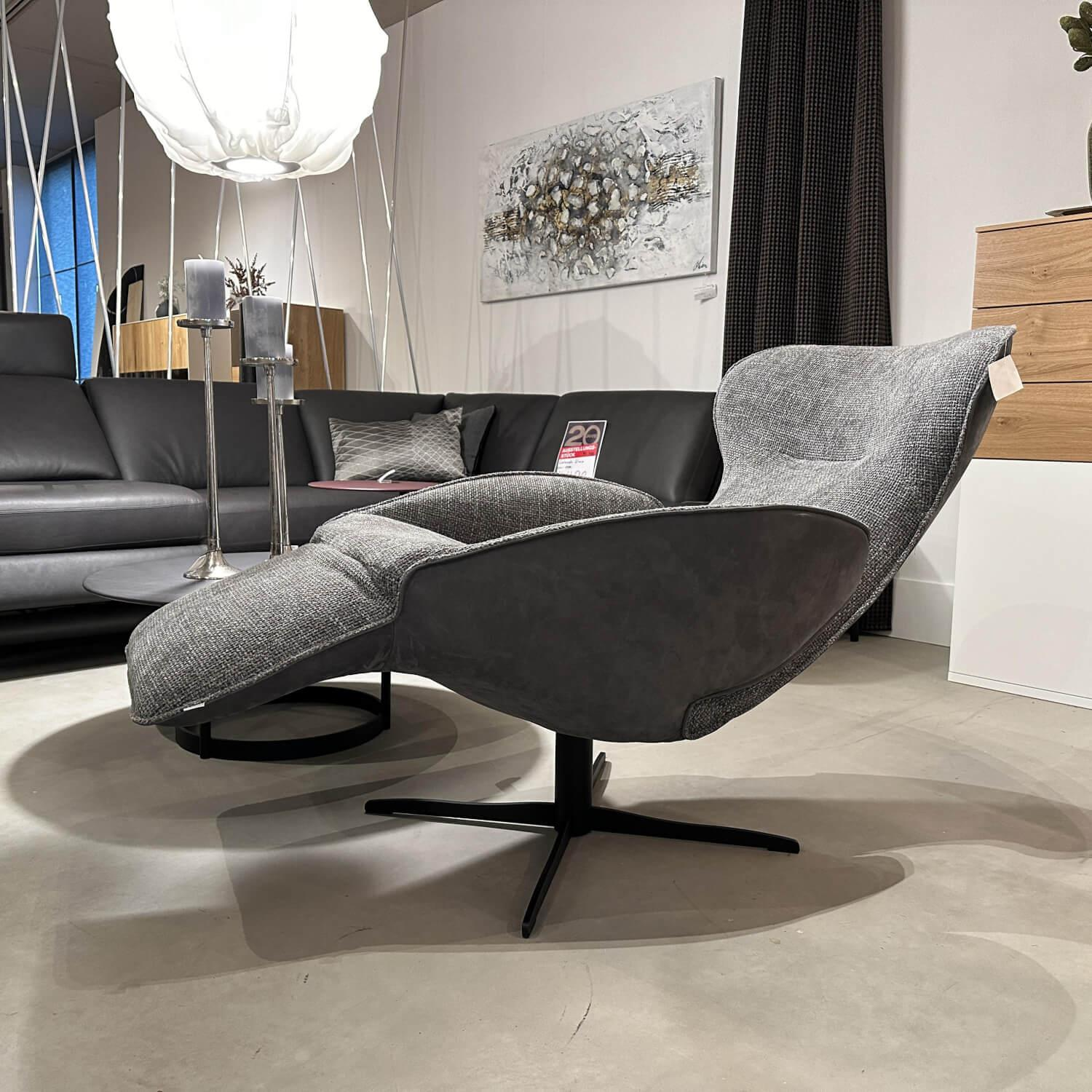 Jori - Relaxsessel Daydreamer JR 7450 Mono Move Medi Stoff Galetti C0016 Grau 4 Sternfuß Gewellt Lackiert Schwarz Mit Hebel - 7
