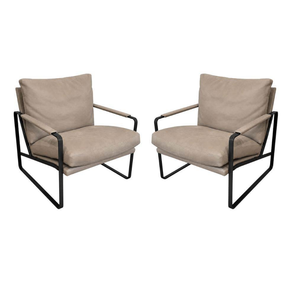 Walter Knoll - 2er-Set Sessel Fabricius Leder Vintage Nutmeg Braun Gestell Schwarz - 1