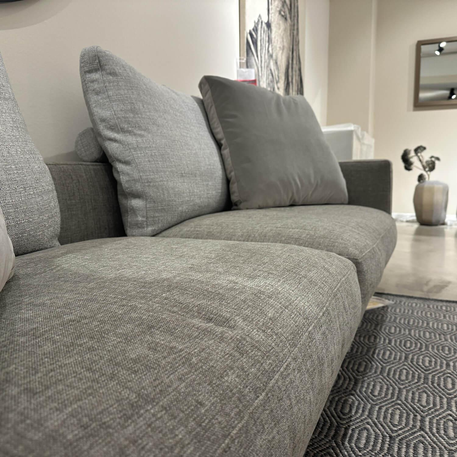 Flexform - Sofa Campiello Stoff Extra Ellisse 1171 Grau Füße Metall Satiniert Inklusive Kissen - 13