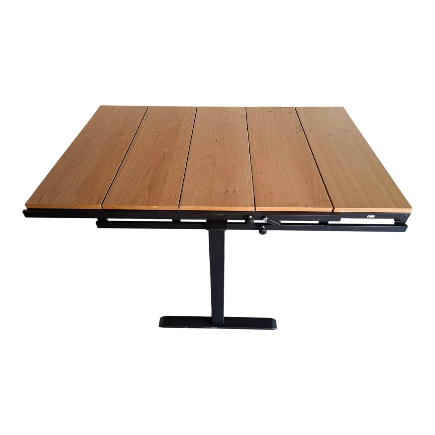 Eve Collection - Regalklappentisch 1400 Platte Wildeiche Furniert Gestell Schwarz Rollbar - 1