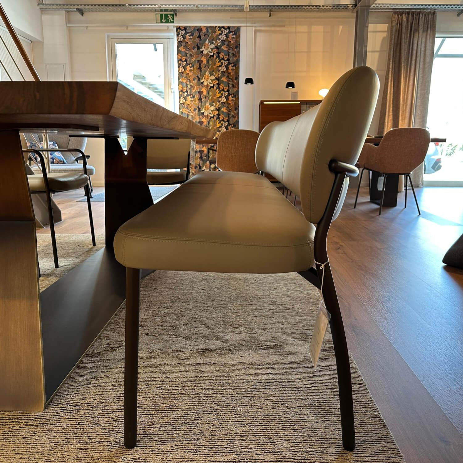 Tonon - Sitzgruppe Eli Leder 9 Soft 96 Grau Beige Gestell Stahl Brüniert - 8