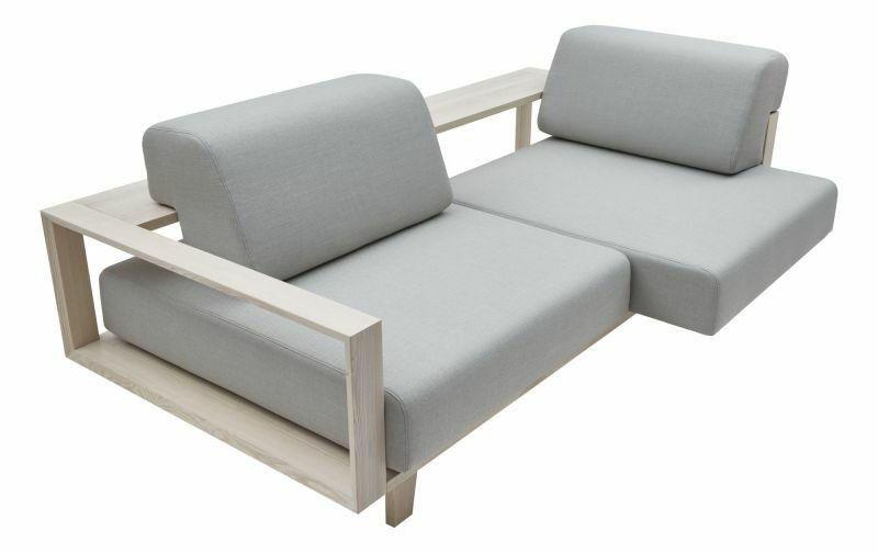 Softline - Sofa Wood Stoff Vision 457 Silbergrau Rahmen Esche Natur Lackiert  - 2