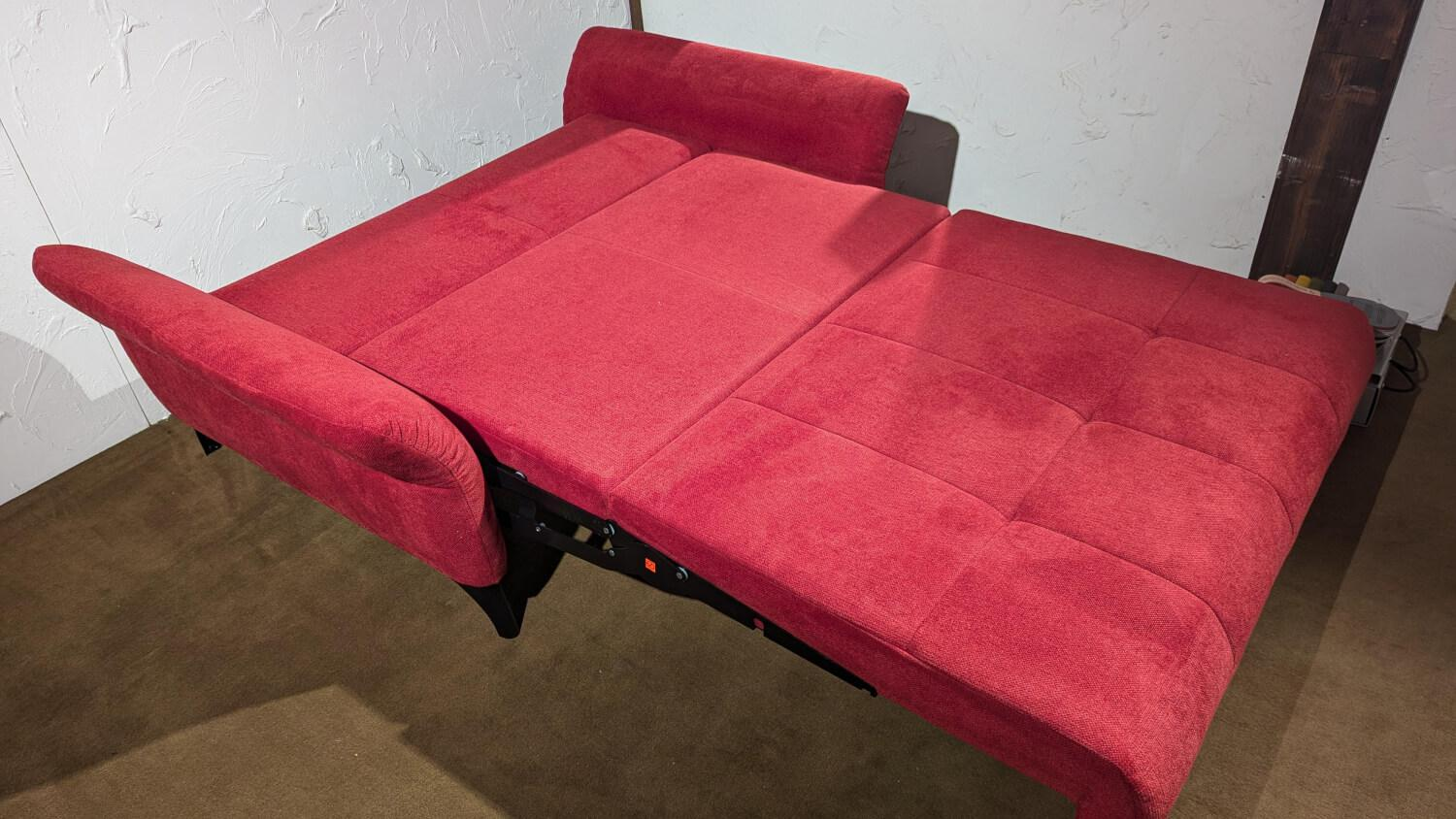 Poco - Schlafsofa Easy Motion Stoff 11 Paris Cherry 35 Rot Füße Schwarz Matt Mit Klappbaren Armlehnen - 4