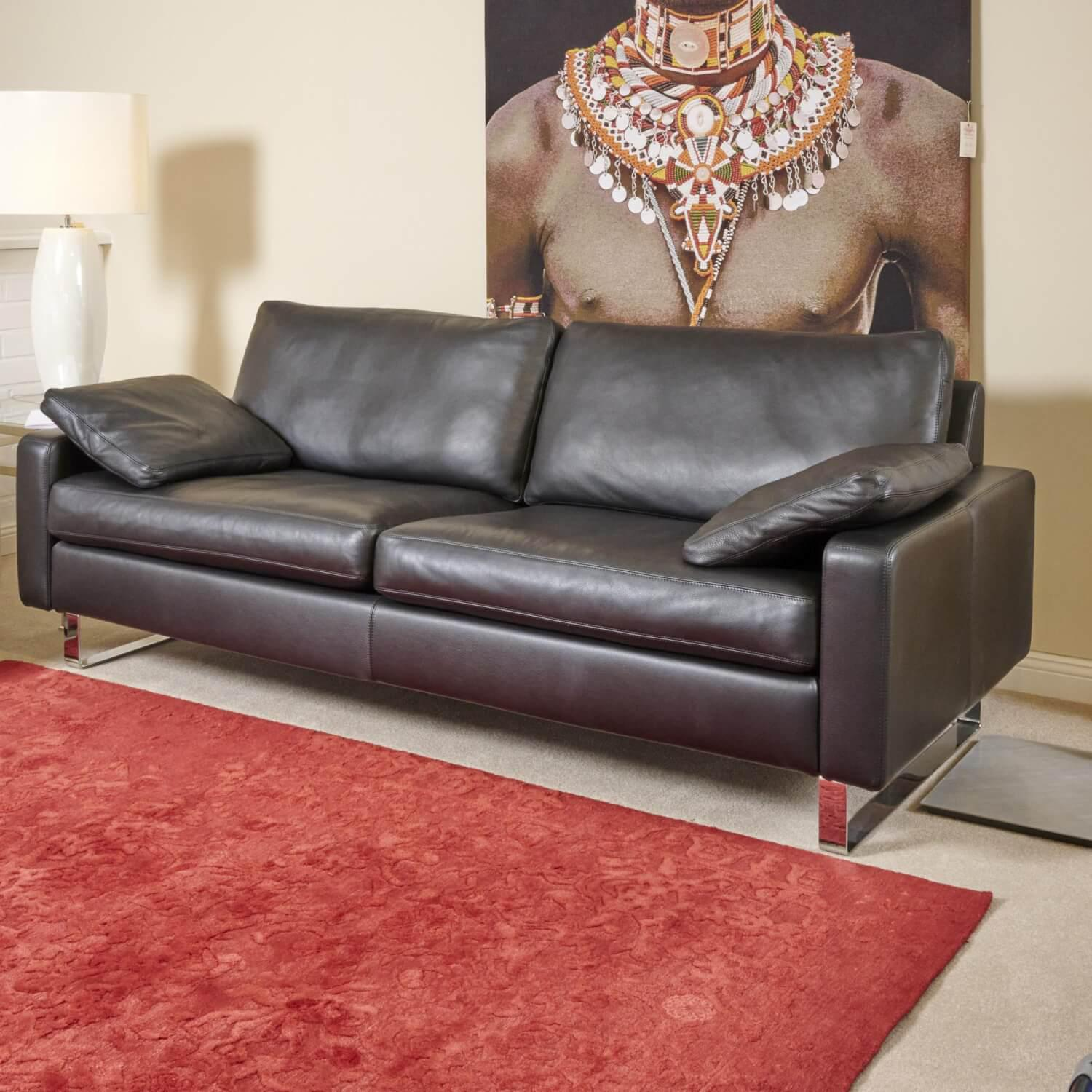 Sofa Conseta Bezug Leder 458 Schwarz Chromkufen