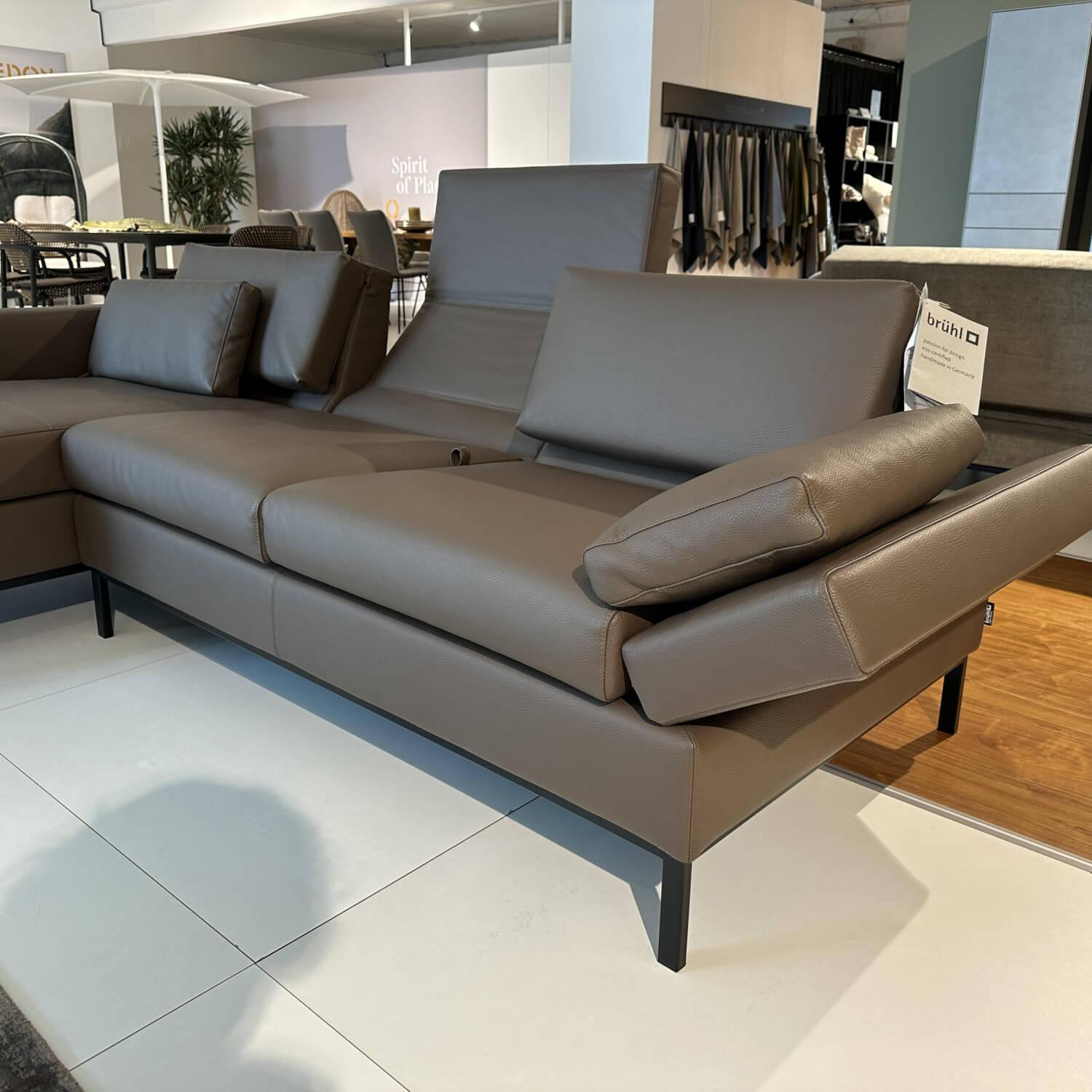 Brühl - Ecksofa Tomo Compact Leder Unit 5432 29 Braun Gestell Metall Schwarz Pulverbeschichtet Mit Verstellbarer Lehne - 8