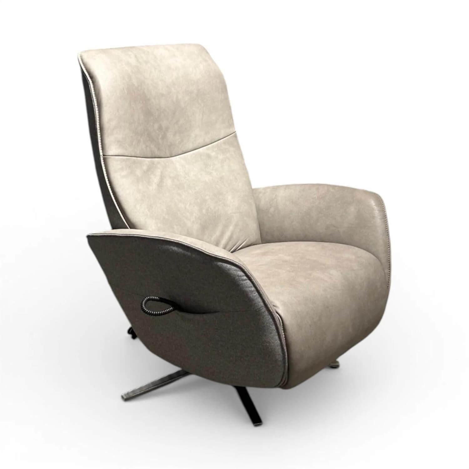 himolla - Sessel 7928 Easy-Swing Stoff/Leder Kombination Stoff Salino Anthrazit Leder Eleganza Grau Sternfuß Edelstahl Inkl. Elektr. Relax-Funktion - 2