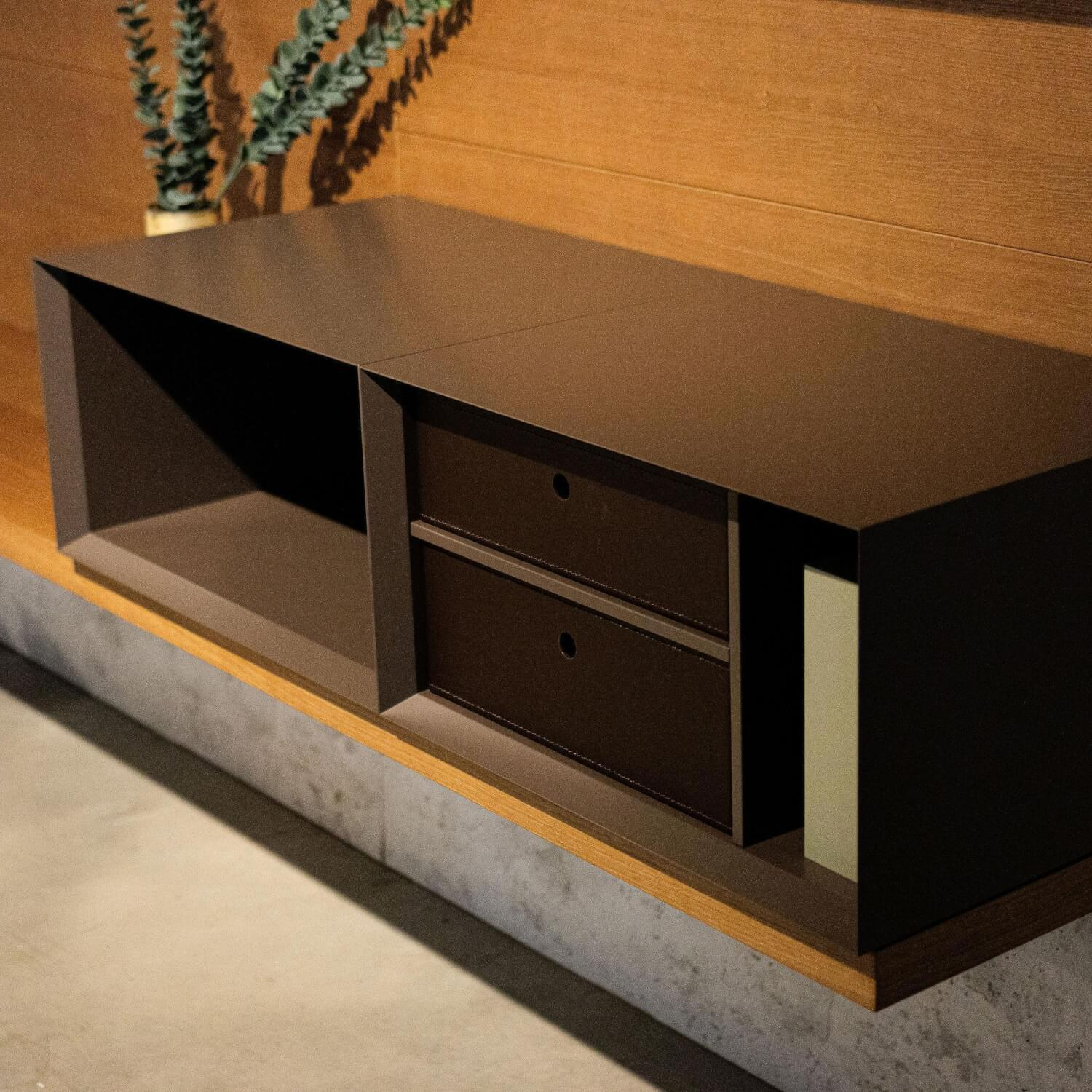 Novamobili - Wohnwand Living System N02 Rovere Miele Fumo Clay - 6