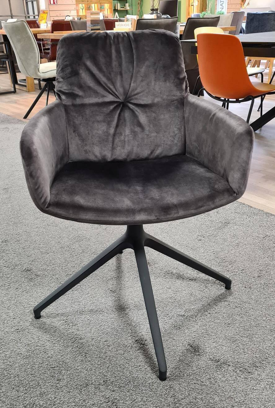 6er-Set Stuhl Pelle Stoff Adore Dunkelgrau Gestell Aluminium Pulverbeschichtet
