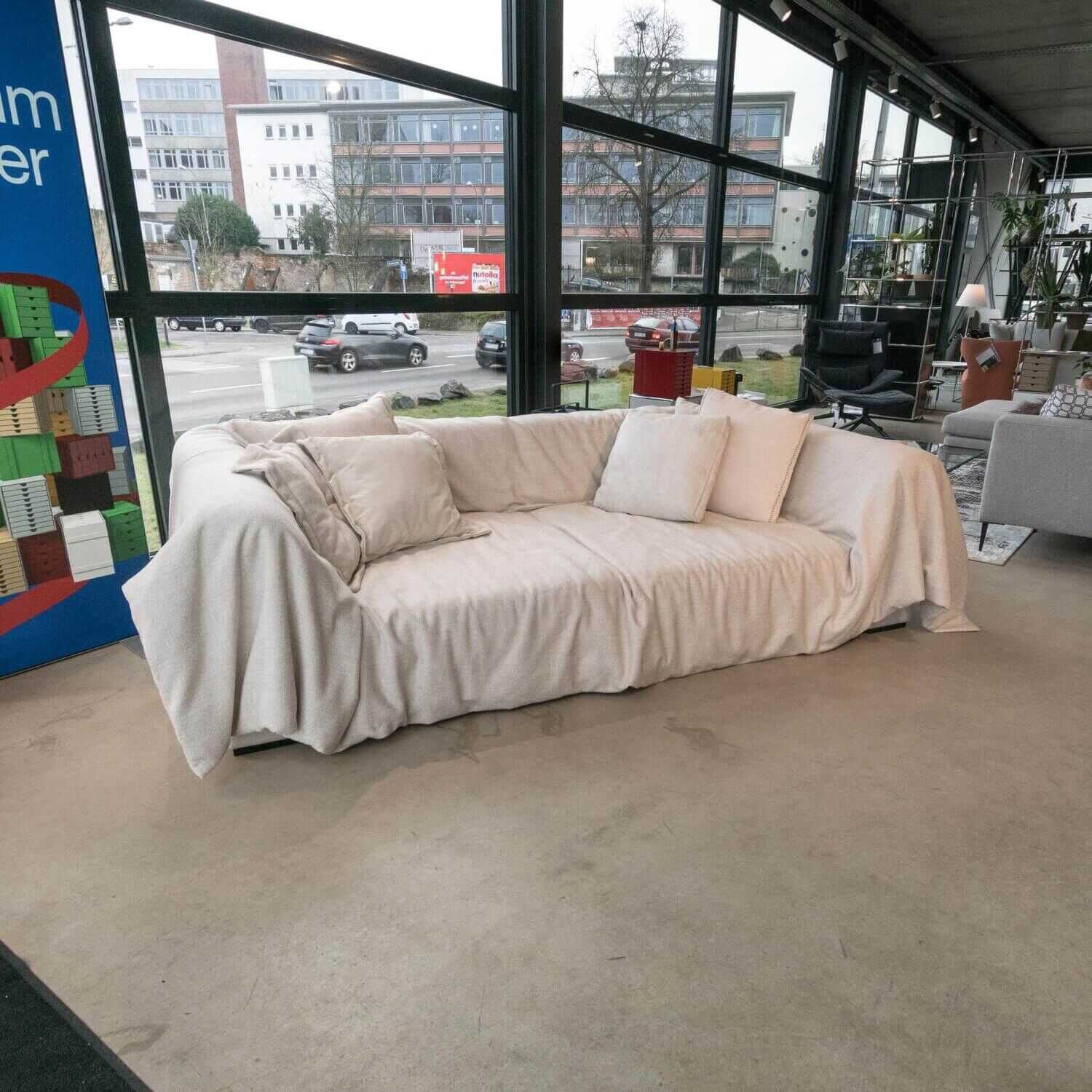 Sophisticated Living - Sofa Solid Wave Stoff Jab Tux Beige Holzuntergestell Mit Kissen - 5