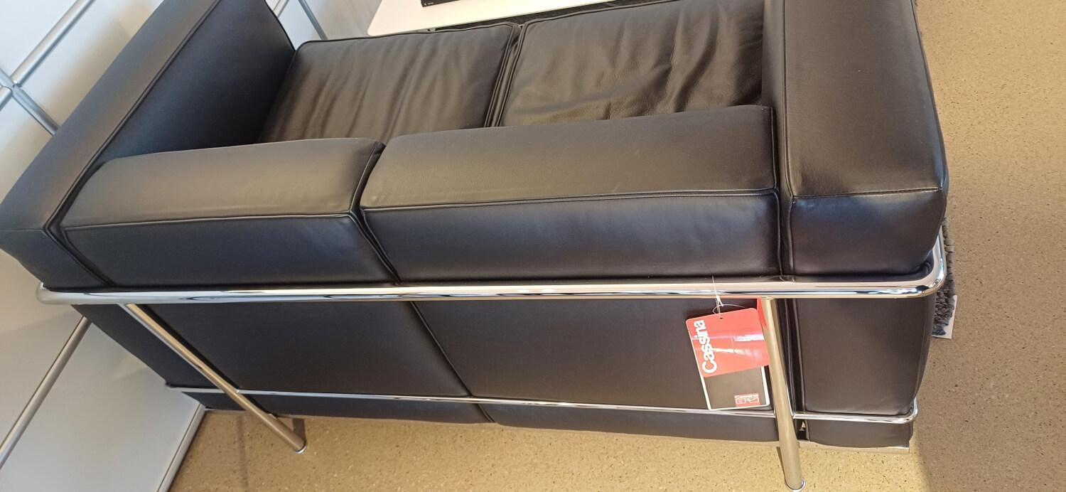 Cassina - Sofa LC2 2C Leder X Scozia Gruppe 13X606 Grafite Schwarz Gestell Verchromt - 3
