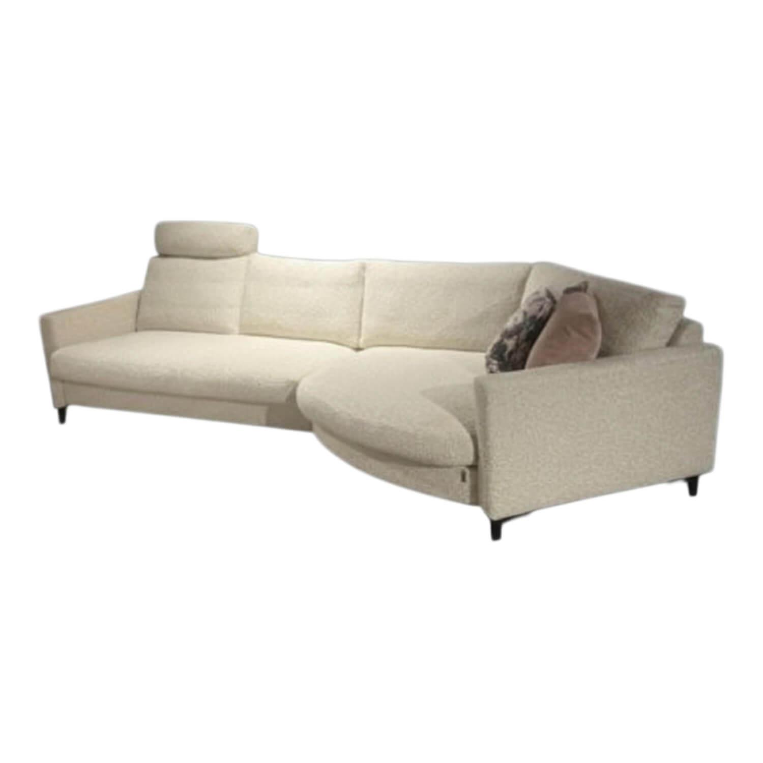 Erpo - Wohnlandschaft Classic 500 Stoff PG20 Beige Füße Schwarz mit Kopfstütze - 1