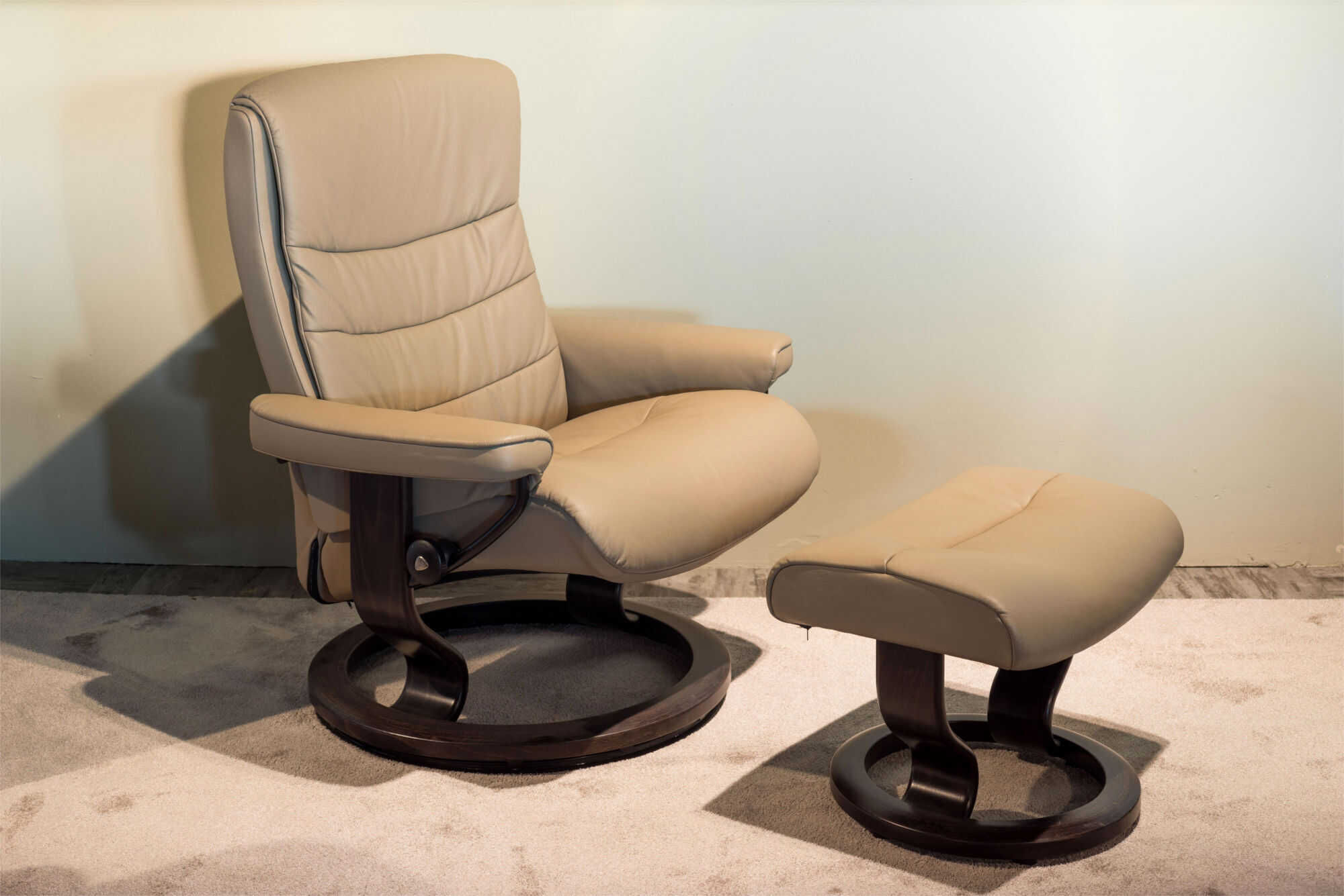 181 Stressless - Sessel Nordic L Leder Batick Beige Classic Mit Hocker - 2