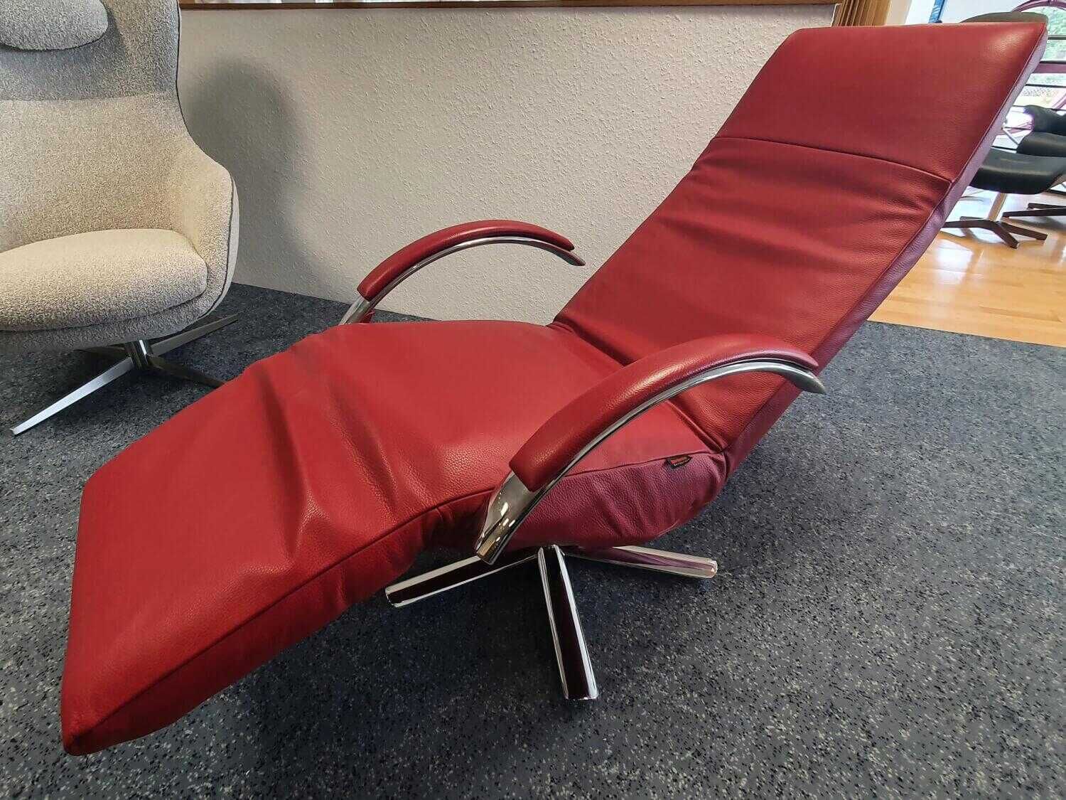 Strässle - Sessel Reno Leder Rot Gestell Verchromt mit Verstellfunktionen - 3