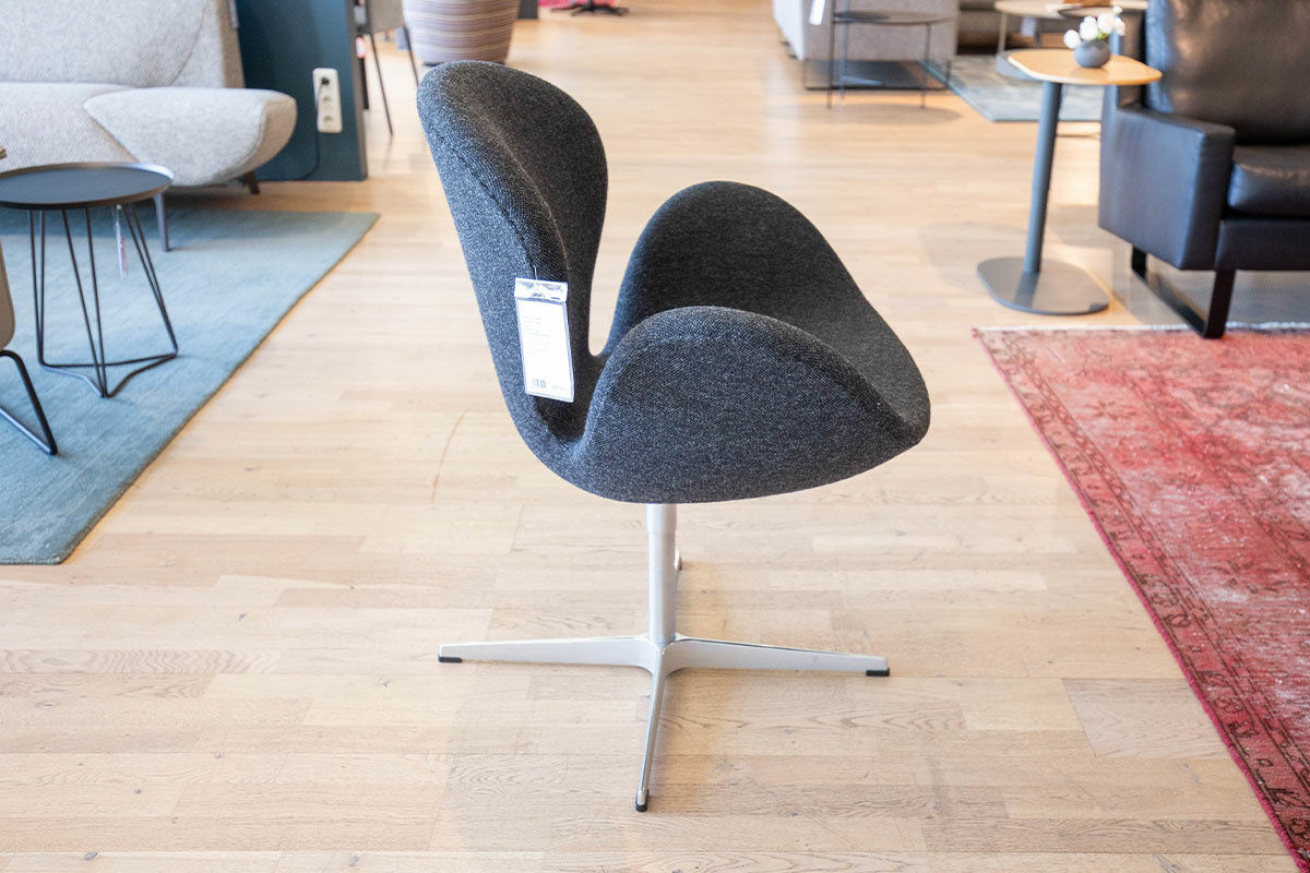 Fritz Hansen - Sessel Swan Chair Stoff Hallingdal 180 Kohle Anthrazit Gestell Satinpoliertes Aluminium - 4