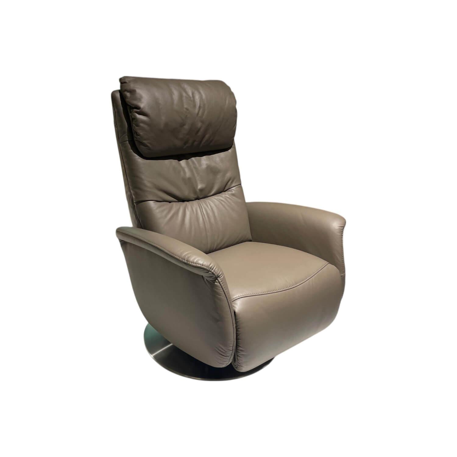 himolla - Sessel Cumulus Quartet 9720 Emil 24L42 R Leder 71 Torro Vulkan Braun Grau Teller Edelstahloptik - 1