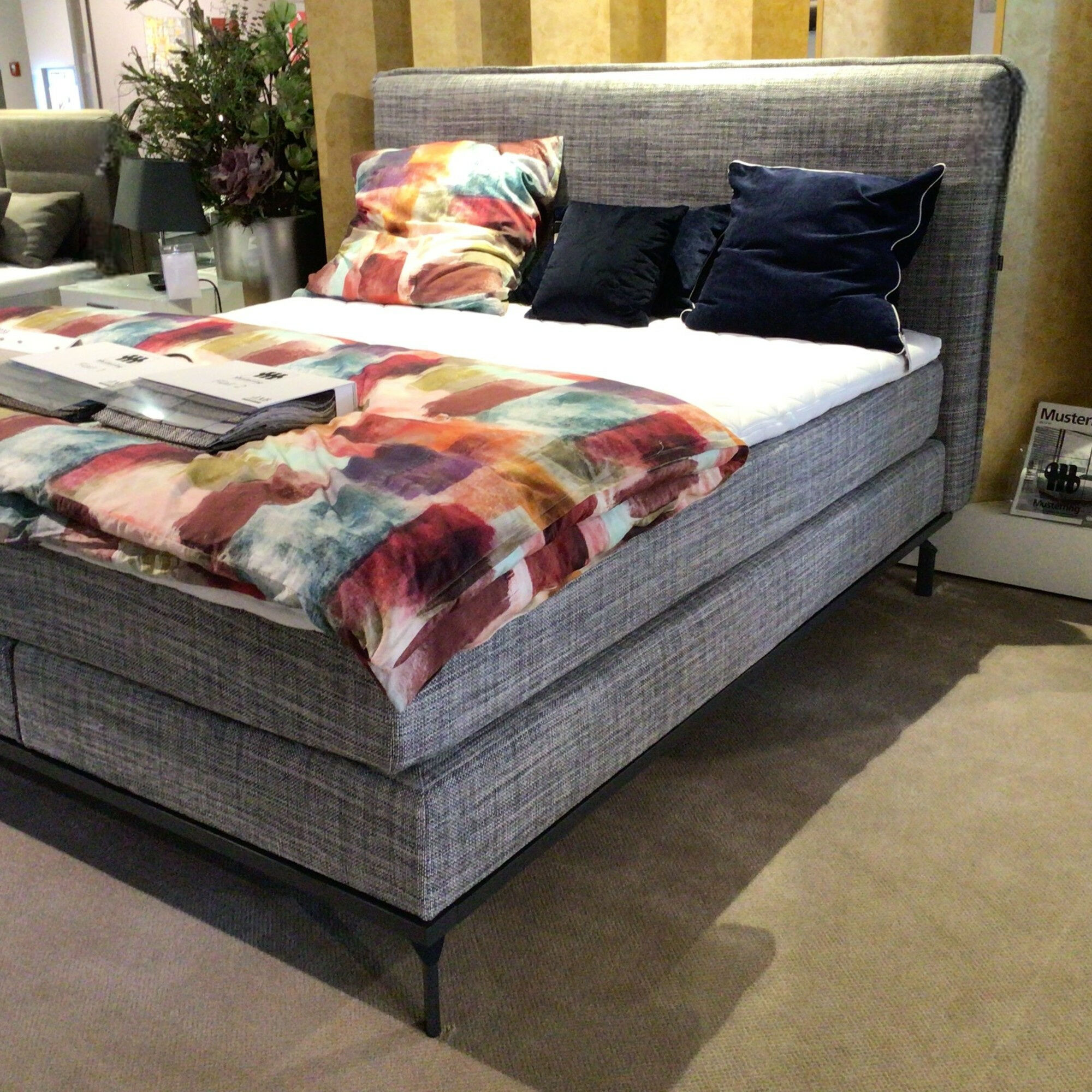 Musterring - Boxspring bed Delphi fabric JAB 15051 gray with mattress and topper - 5
