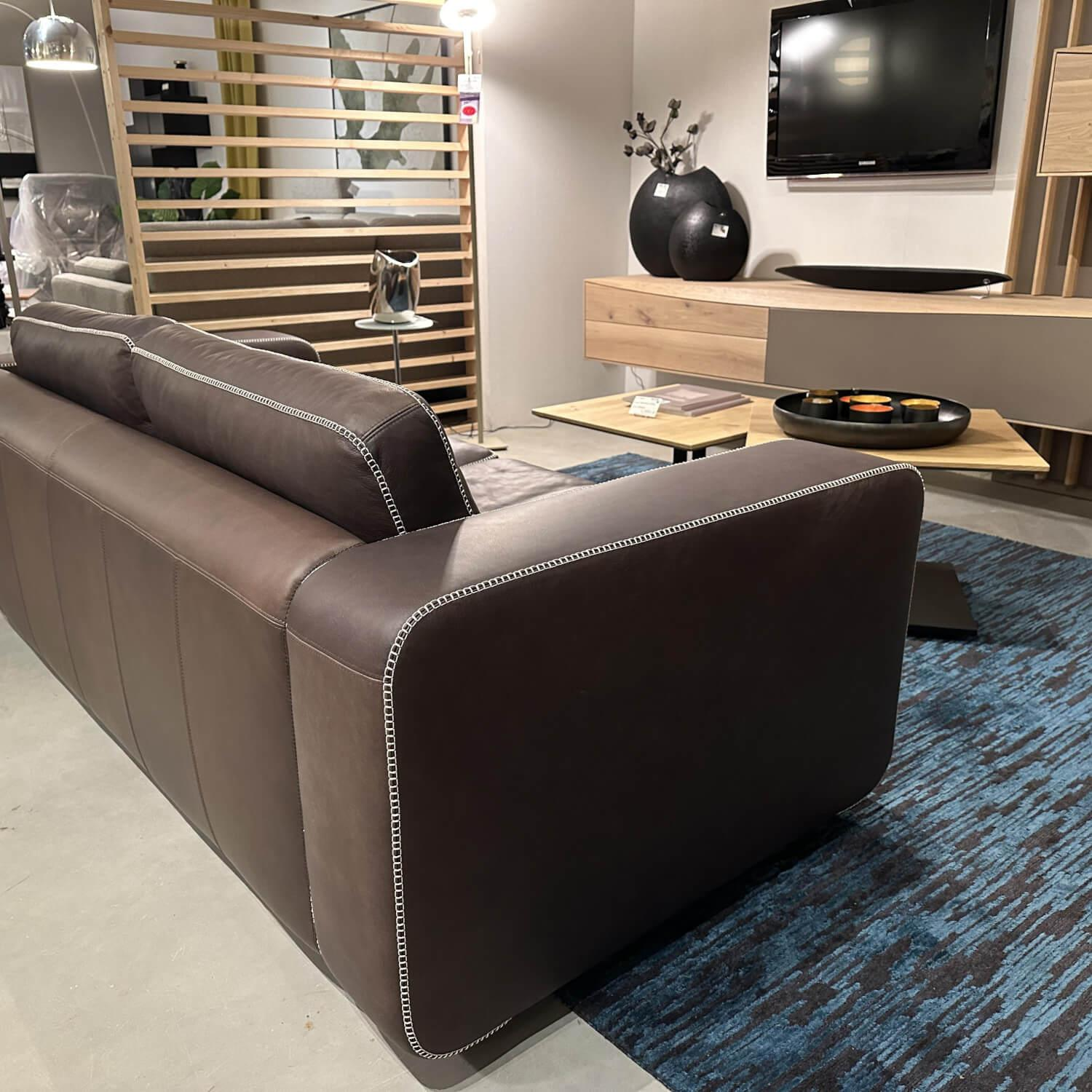 Sitzwerk - Sofa Valentino Leder Gaucho 5 Chocolate Braun Füße Eiche Dunkel - 5