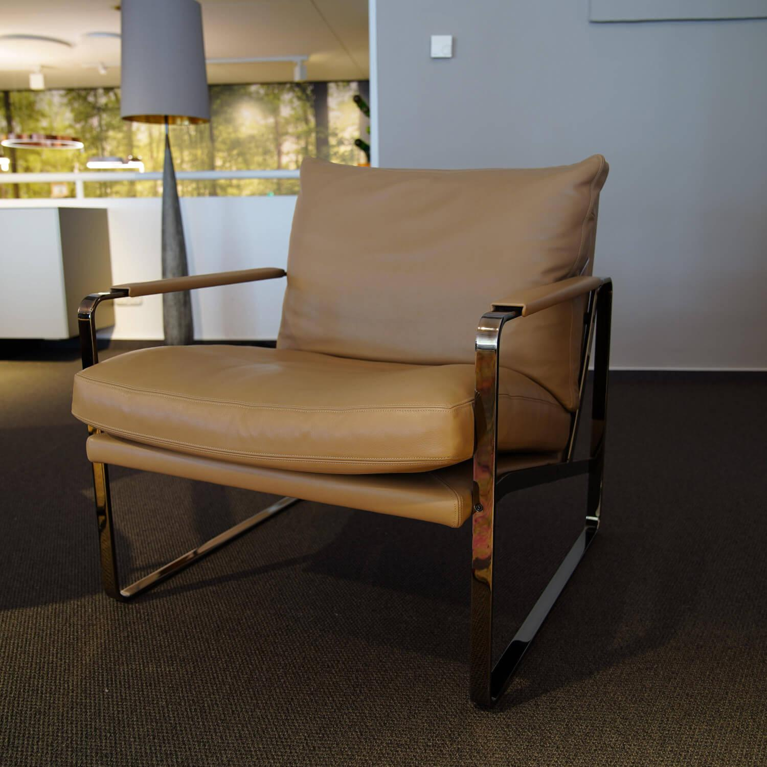 Walter Knoll - 2er Set Sessel Fabricius 710-10 Bezug Leder Elen 1227 Stone Grey Gestell Profilstahl Schwarz-Chrom - 8