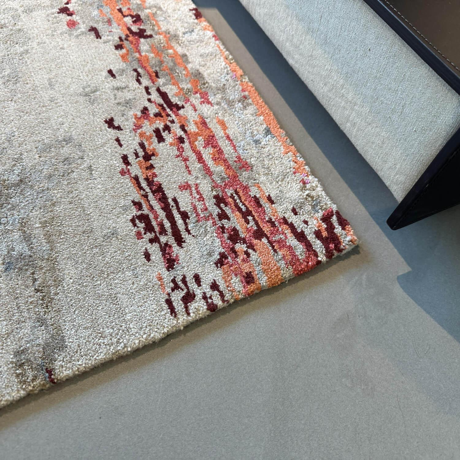 Walter Knoll - Teppich 200x300 Legends Of Carpets Chimbuka Wolle Seide Brennnessel Grau Blau Rot - 2