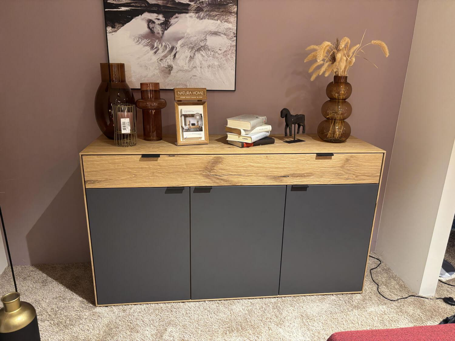 Natura - Sideboard Tucson Korpus Wildeiche Front Spalteiche Und Lack Graphitgrau Mit Besteckeinsatz - 2