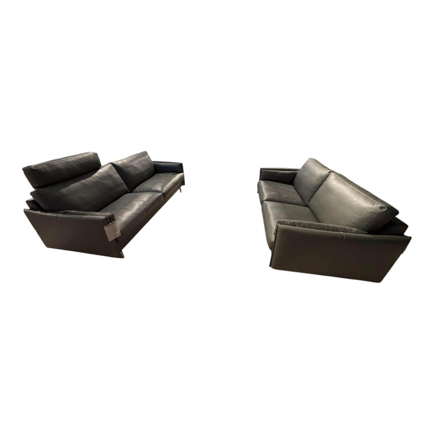Erpo - Garnitur Classics 820 Leder 42.500 Graphite Grau Alufüße 2 Sofas - 1