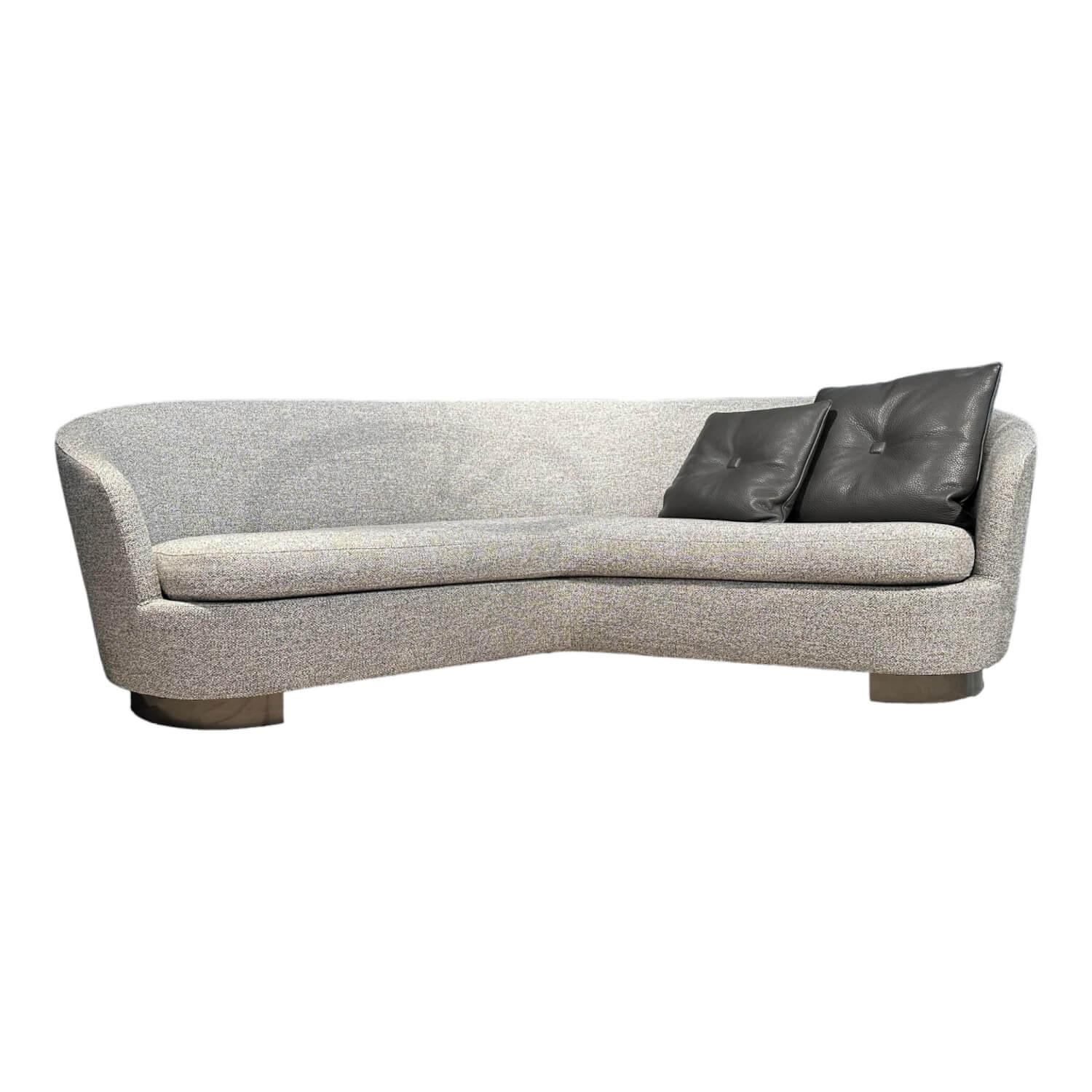 Minotti - Sofa Jacques Stoff Douglas 09 Granito Grau Füße Metall Hell Bronzefarbig Ohne Kissen - 1