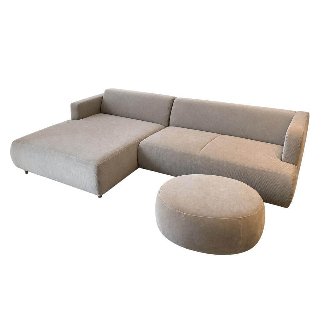 Brühl - Ecksofa Aoyama Stoff 4490 090 Beige Gestell Metall Verchromt Füße Höhenverstellbar inkl. Hocker - 3