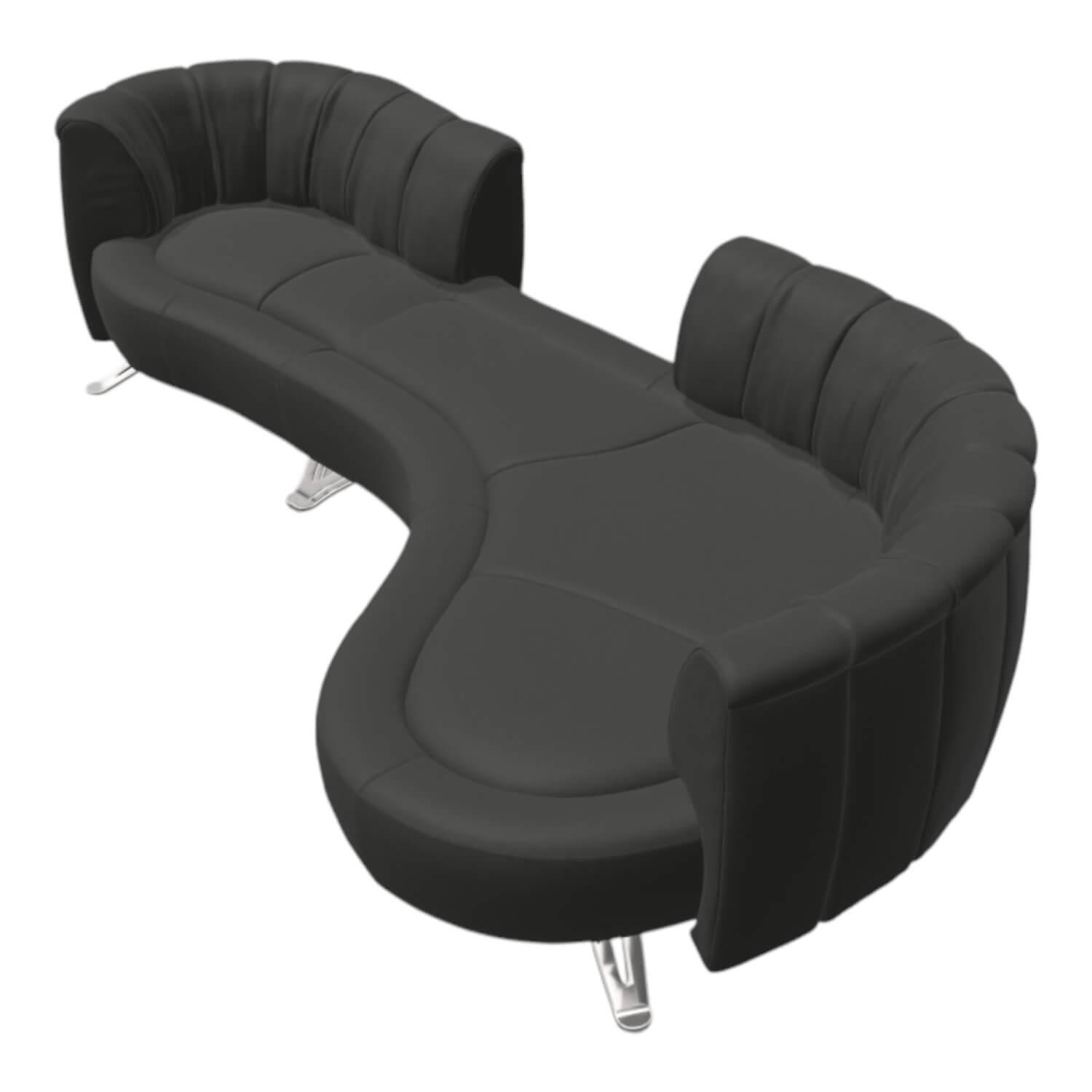 De Sede - Ecksofa DS 1064 River Leder Select 2411 Black Schwarz Füße Hochglanz Verchromt - 2