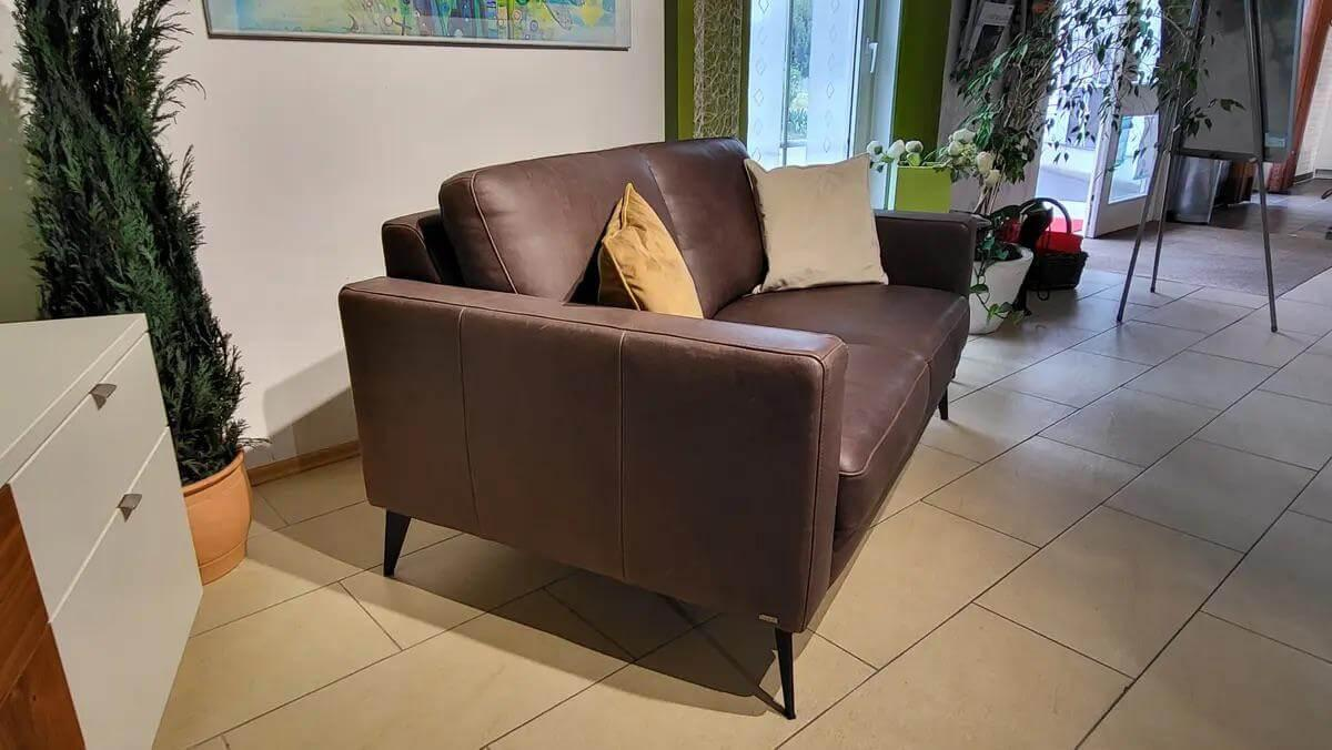 Comfort Republic - Sofa Anna Leder W10 Brown Braun Gestell Metall MF3 Schwarz Mit Motorischem Sitzauszug - 5
