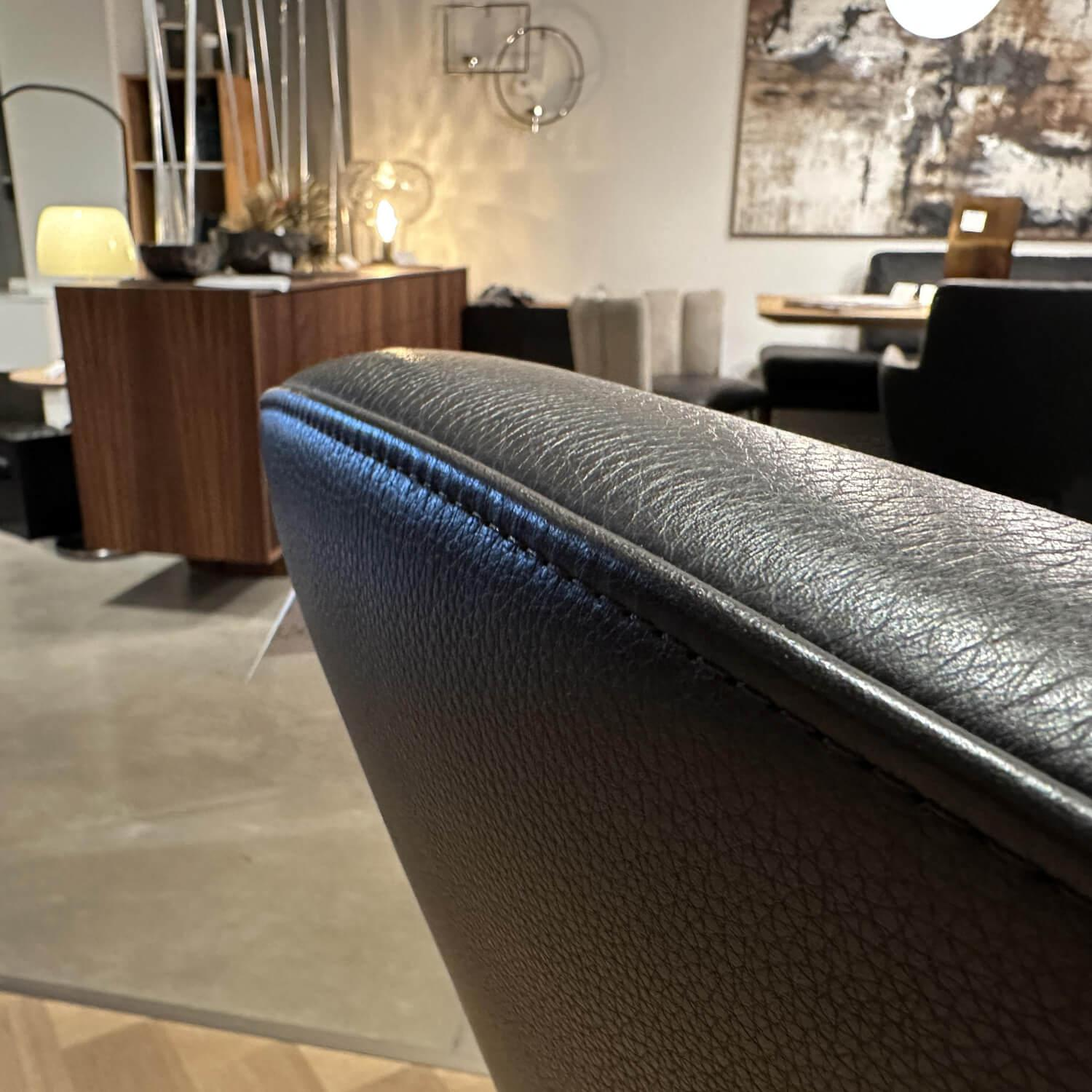 Leolux - Drehsessel Lanah Leder 20621 Negev 210 Nervio Schwarz Fuß Metall 450224 Epoxy Granite Schwarz - 7