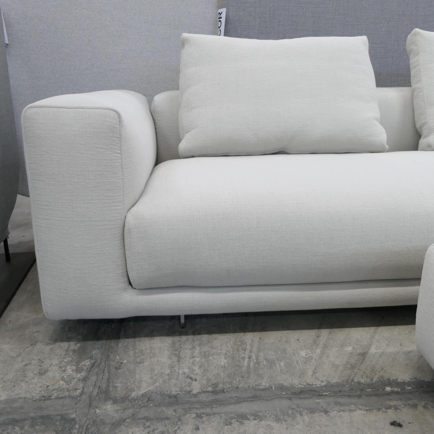 COR - Sofa Moss 74311 Stoff 10120 Greige Grau Beige Füße Verchromt Inklusive Hocker Und Rückenkissen - 3