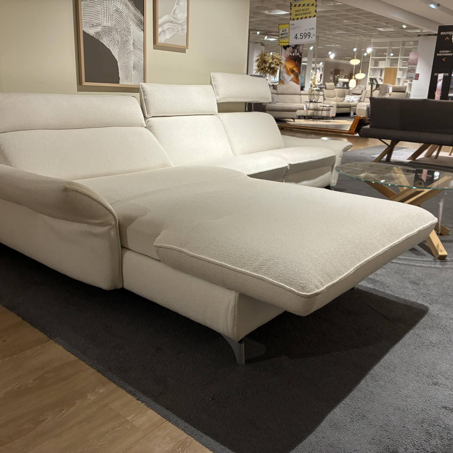 himolla - Sofa 1926 Stoff Q2 Loop Swan Cremeweiß Metallfuß Edelstahloptik Inkl. Elektronischer Verstellung Und Herzwaage Funktion - 6