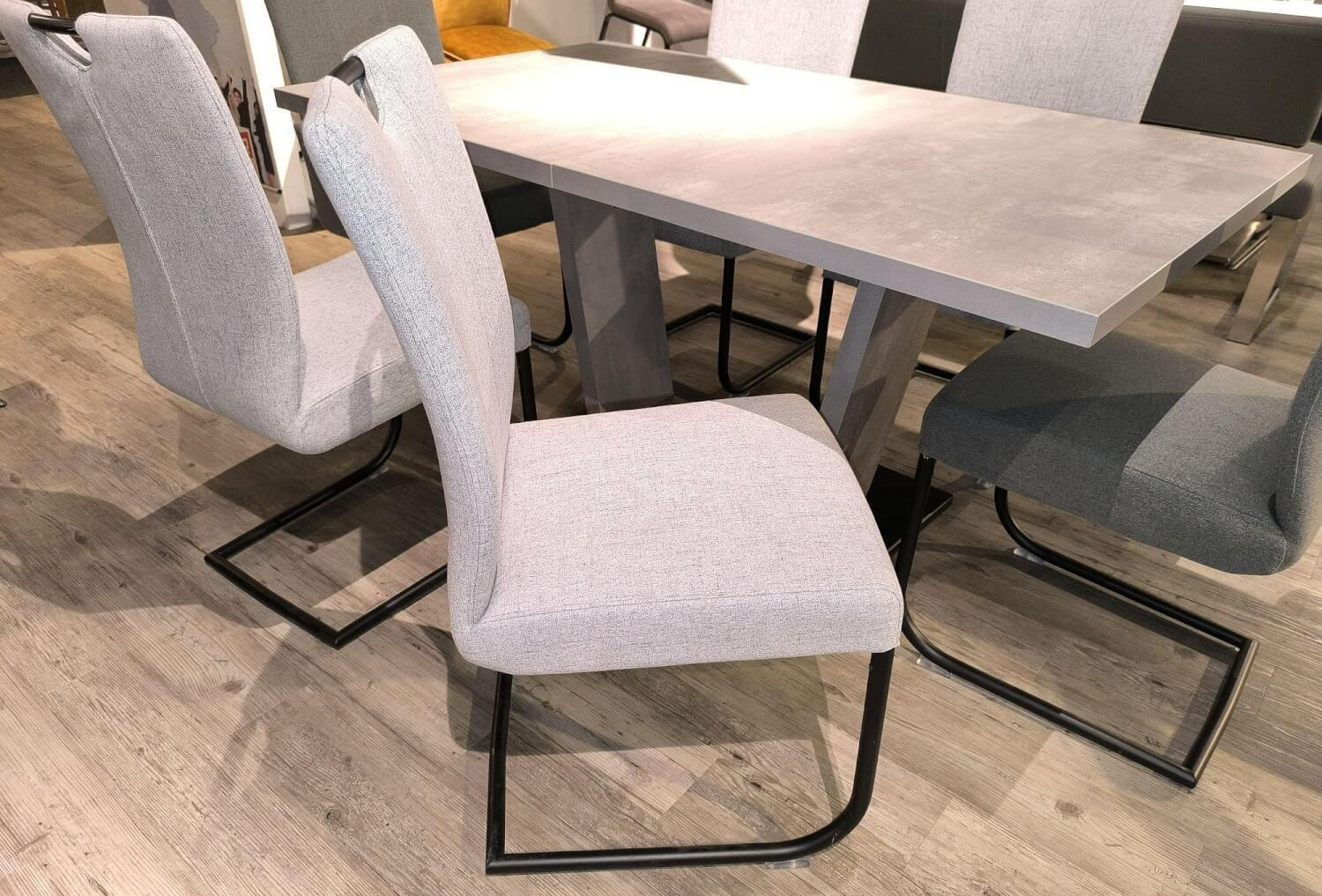 Niehoff - Essgruppe Dillan Stoff 921 Florida Silver Grau Und Stoff 929 Florida Grey Grau Gestell Eisen Schwarz Tisch Beton Dekor Grau - 6