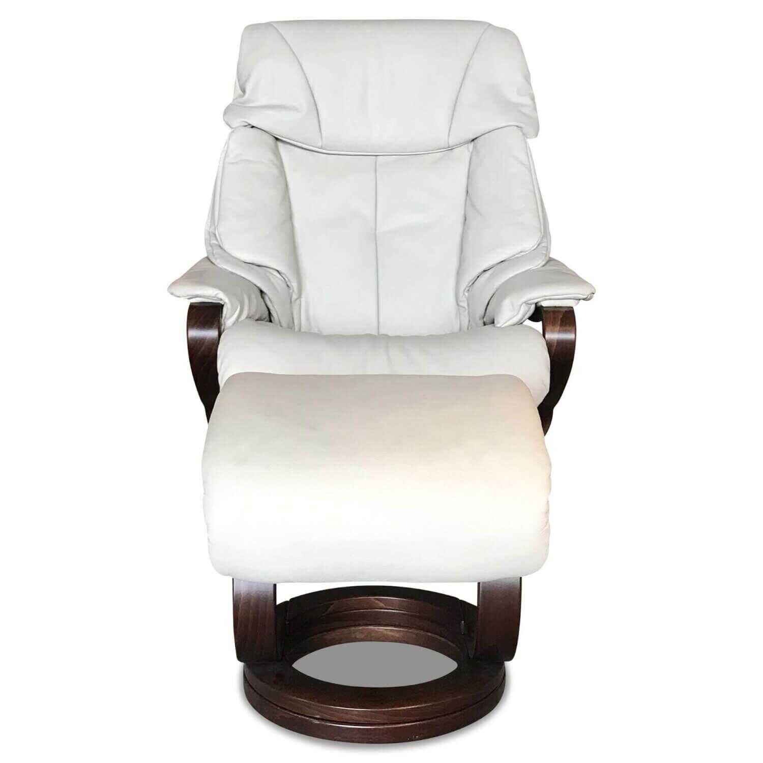 himolla - Sessel Zerostress Leder 24 Nebel Beige mit verstellbarer Rückenlehne und Hocker - 1