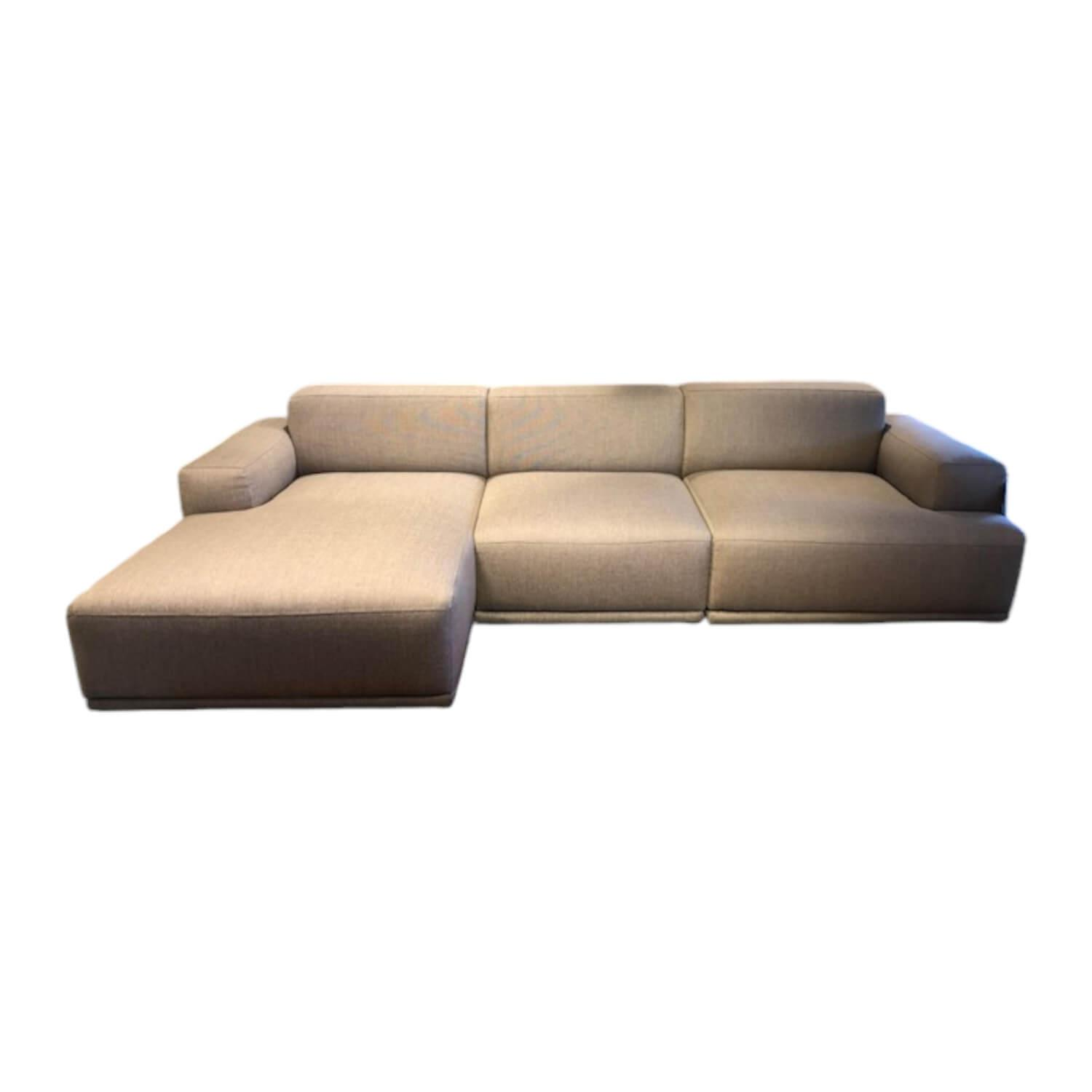 Muuto - Ecksofa Connect Soft Stoff Re-Wool 128 Grau Füße Holz Lackiert - 1