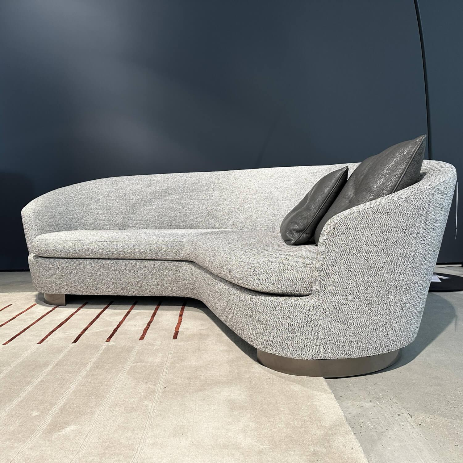 Minotti - Sofa Jacques Stoff Douglas 09 Granito Grau Füße Metall Hell Bronzefarbig Ohne Kissen - 5