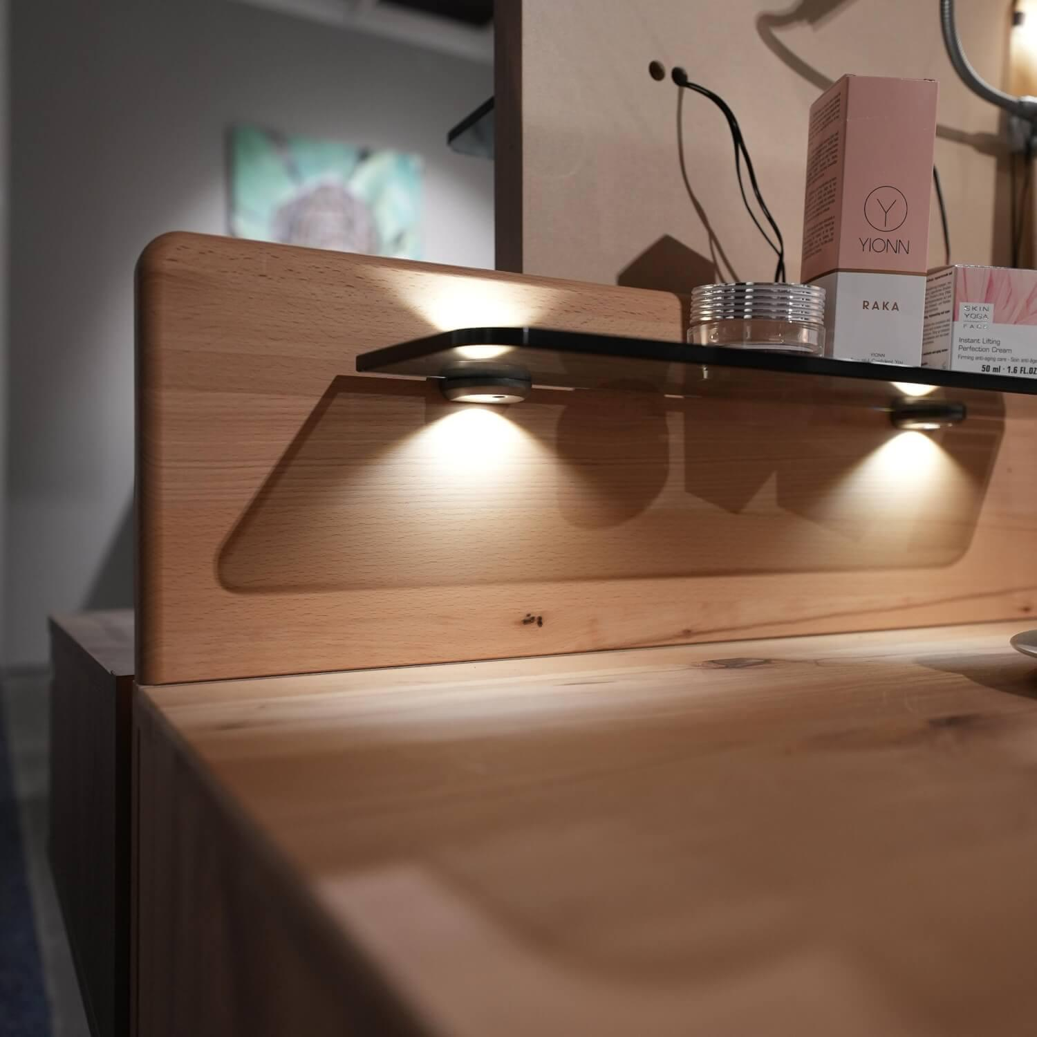 Wiemann - Schlafzimmer Livorno Astkernbuche Teilmassiv Glas Champagner Creme Ohne Matratze Und Lattenrost - 3