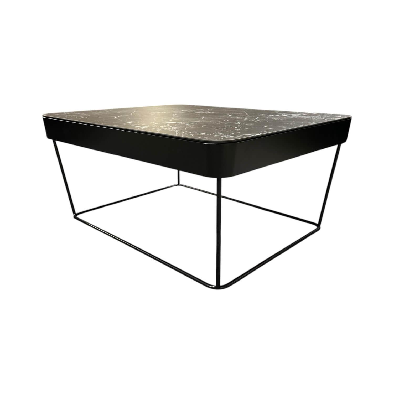 Bacher - Couchtisch Prego Platte Keramik Matt Rock Schwarz Silber Korpus Lack Matt Tiefschwarz Gestell Schwarz Tiefmatt Pulverbeschichtet - 1