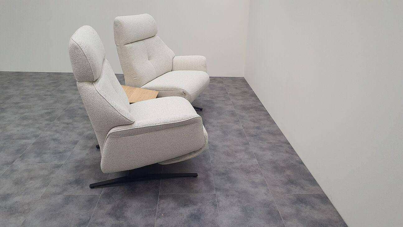 himolla - Sofa 4362 Stoff Crumble Opal Beige Füße Metallkufe Anthrazit Mit Elektr. Fuß- und Rückenverstellung, - 3