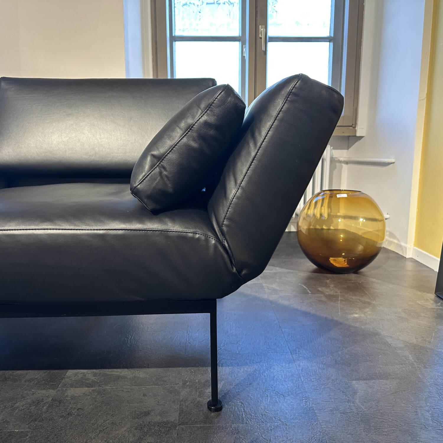 Brühl - Funktionssofa Anilinleder 5669 10 Lama Schwarz Gestell Metall Schwarz Pulverbeschichtet Mit Rollen - 3