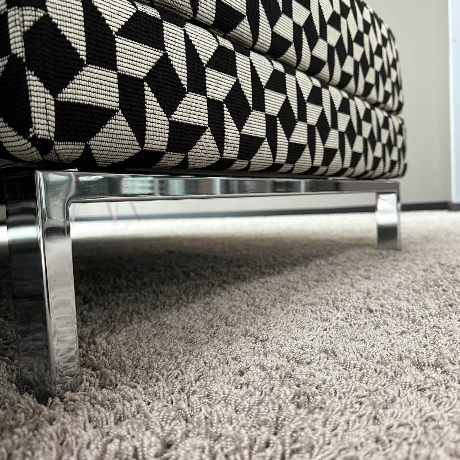 Brühl - Ecksofa Four Two Mit Funktion Und 2 Tischmodulen Bezug Stoff 4492 0049 Schwarz-Beige Metallkufe Verchromt - 8