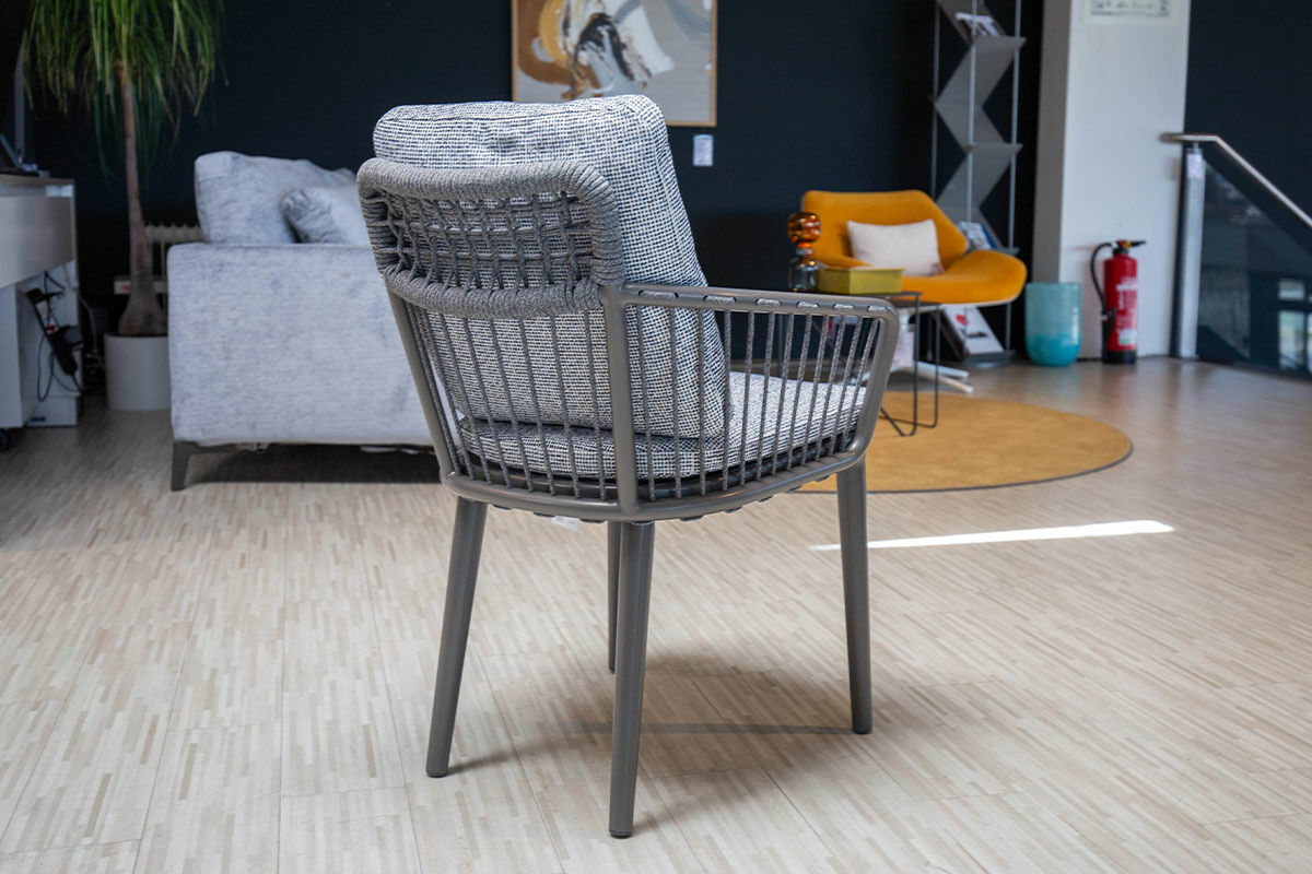 8b5e5ed5c56e1e882fa15b6d2c5f92766fe5b73a_2364030_5 Rolf Benz - 6er Set Outdoor Stuhl Yoko Stoff 17 150 Perlnachtblau Weiß Gestell Aluminium Pulverbeschichtet Anthrazit Matt - 6