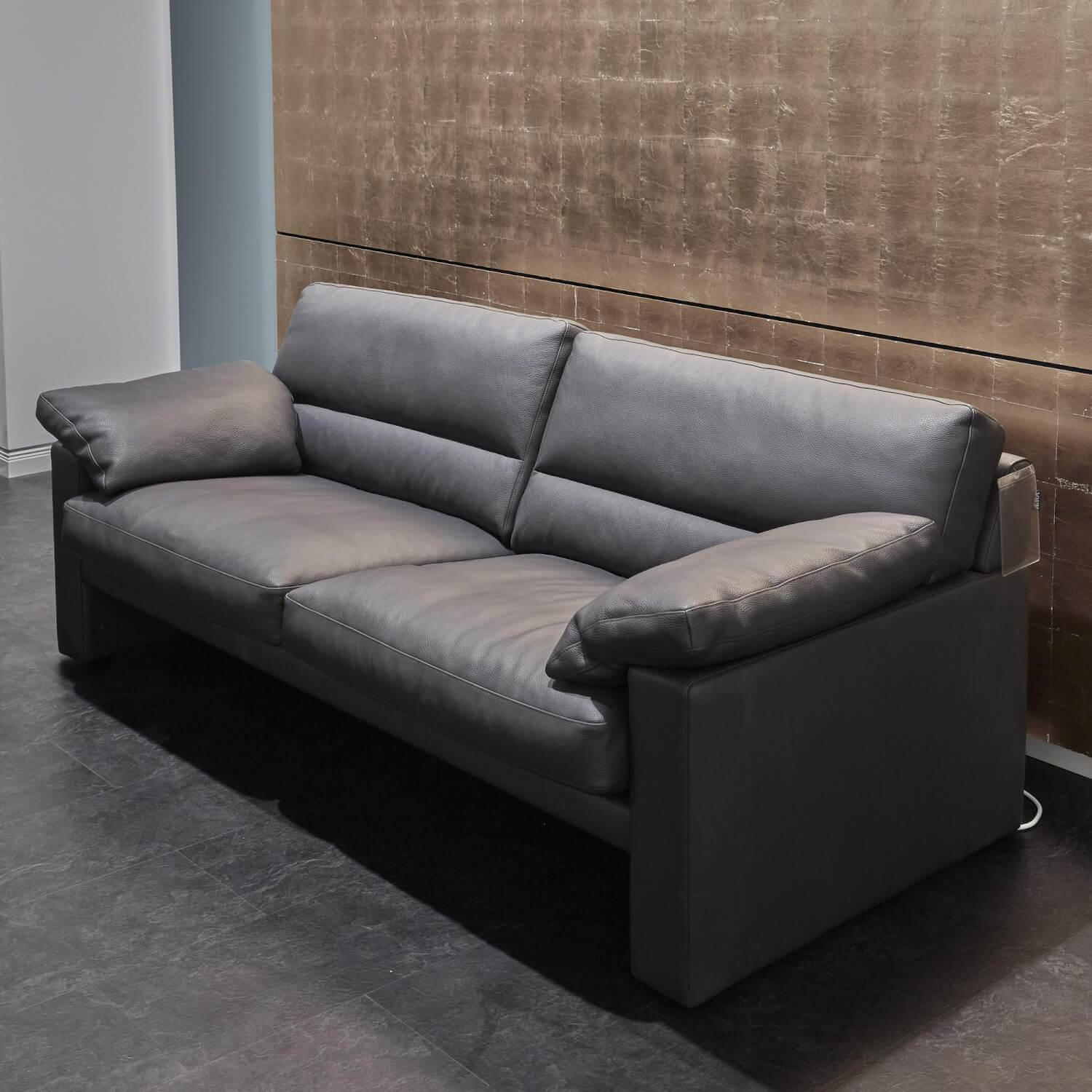 Erpo - Garnitur Einzelsofa GA210 Mit Sessel GA200 Bezug Leder 43.059 Grau Inklusive Kopfstütze - 7