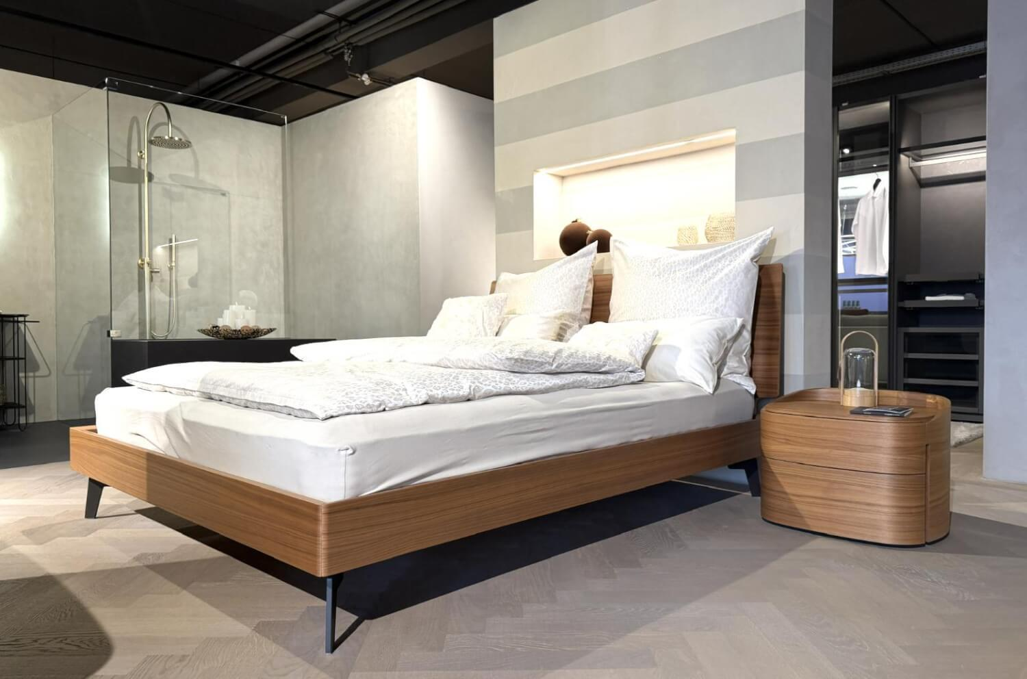 San Giacomo - Bett Aliante 1 0 Nuss Canaletto Füße Schwarz Mit Lattenrost - 10